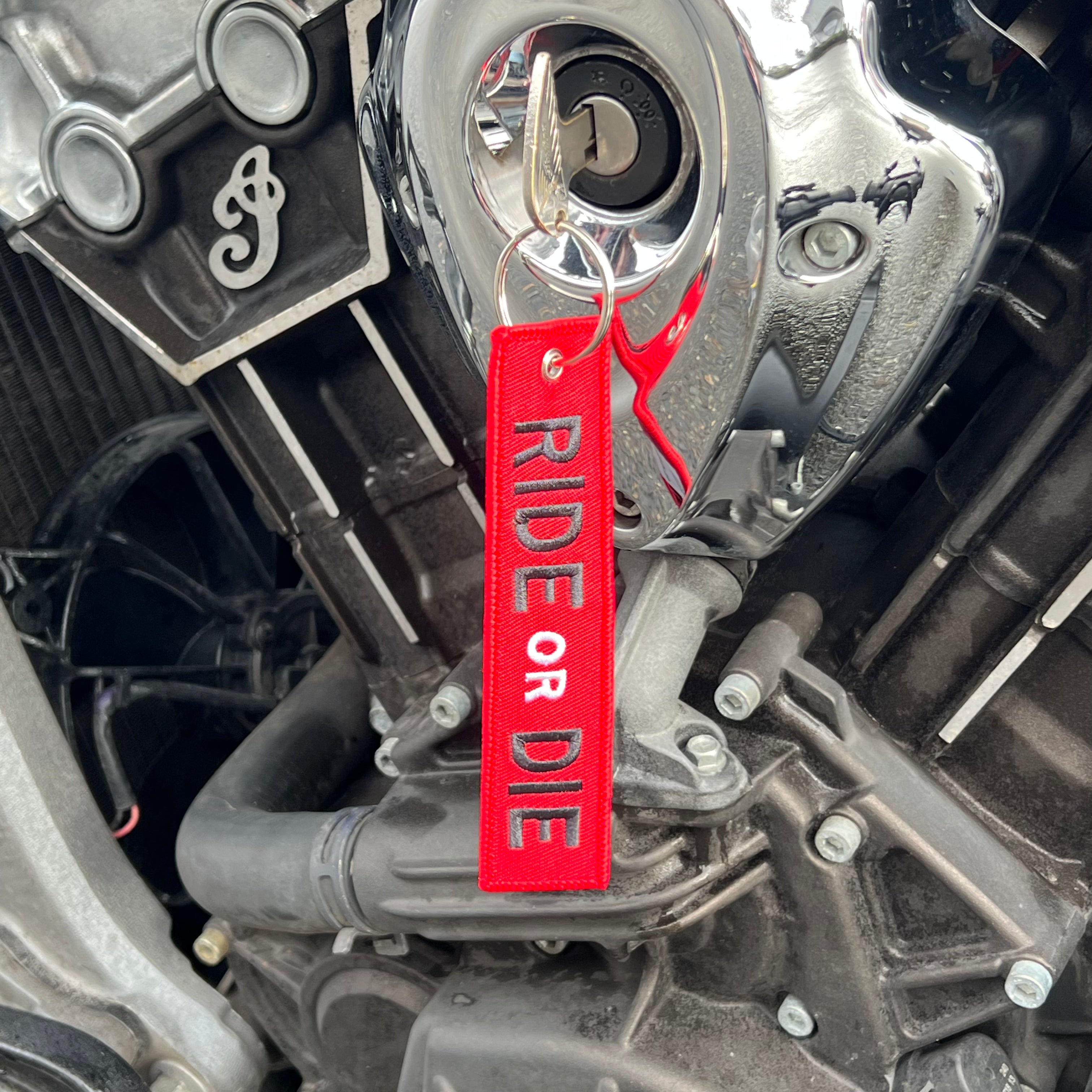 Motorcycle Keychain - Ride or Die Red - Durable & Stylish Key Ring for Bikers - Perfect for Motorcycle Enthusiasts & Gift Ideas