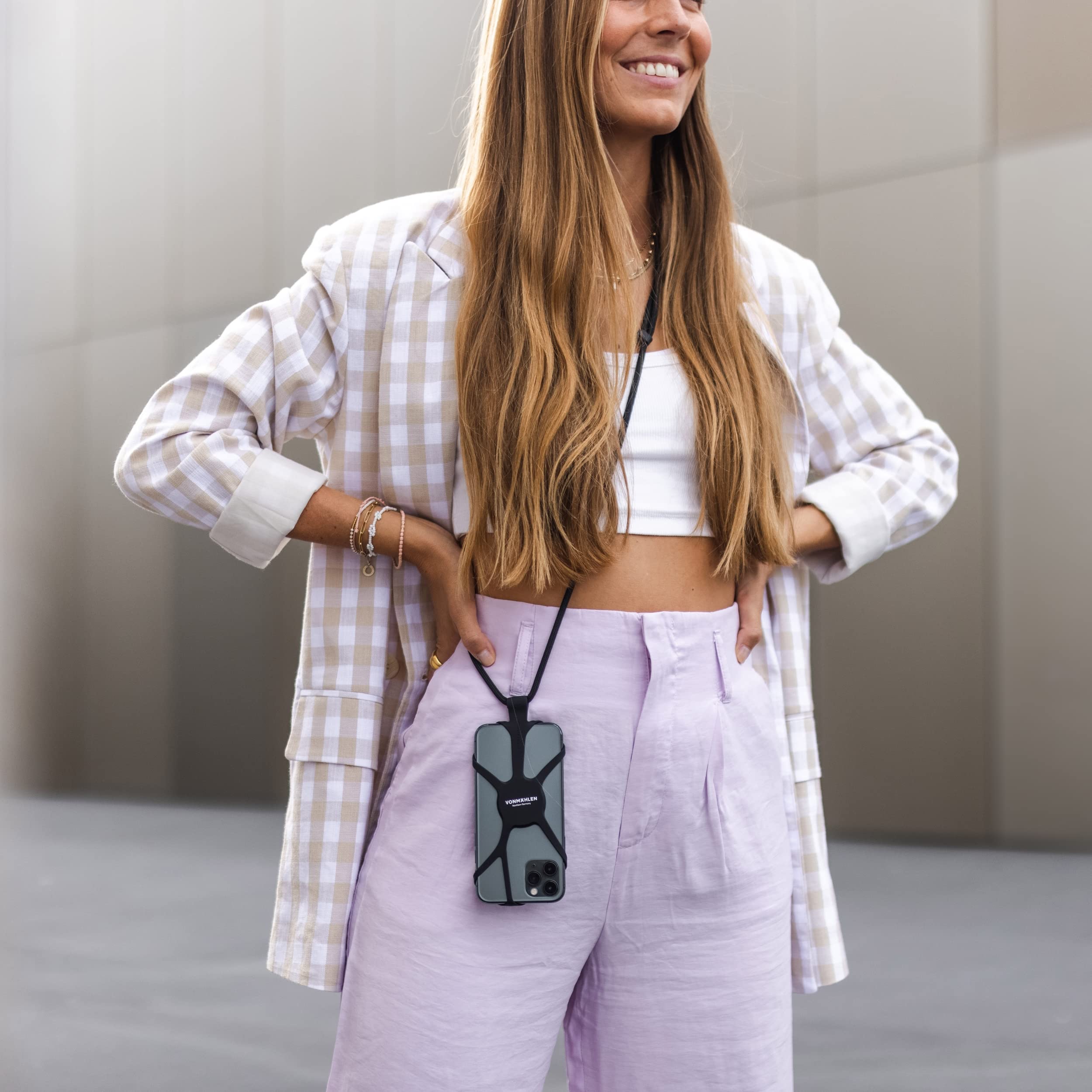 Universal Detachable Phone Lanyard - Infinity Mobile Phone Chain with Neck Strap for All Smartphones - Nylon & Silicone Phone Strap (White) - Perfect for Work, Travel, and Hands-Free Convenience