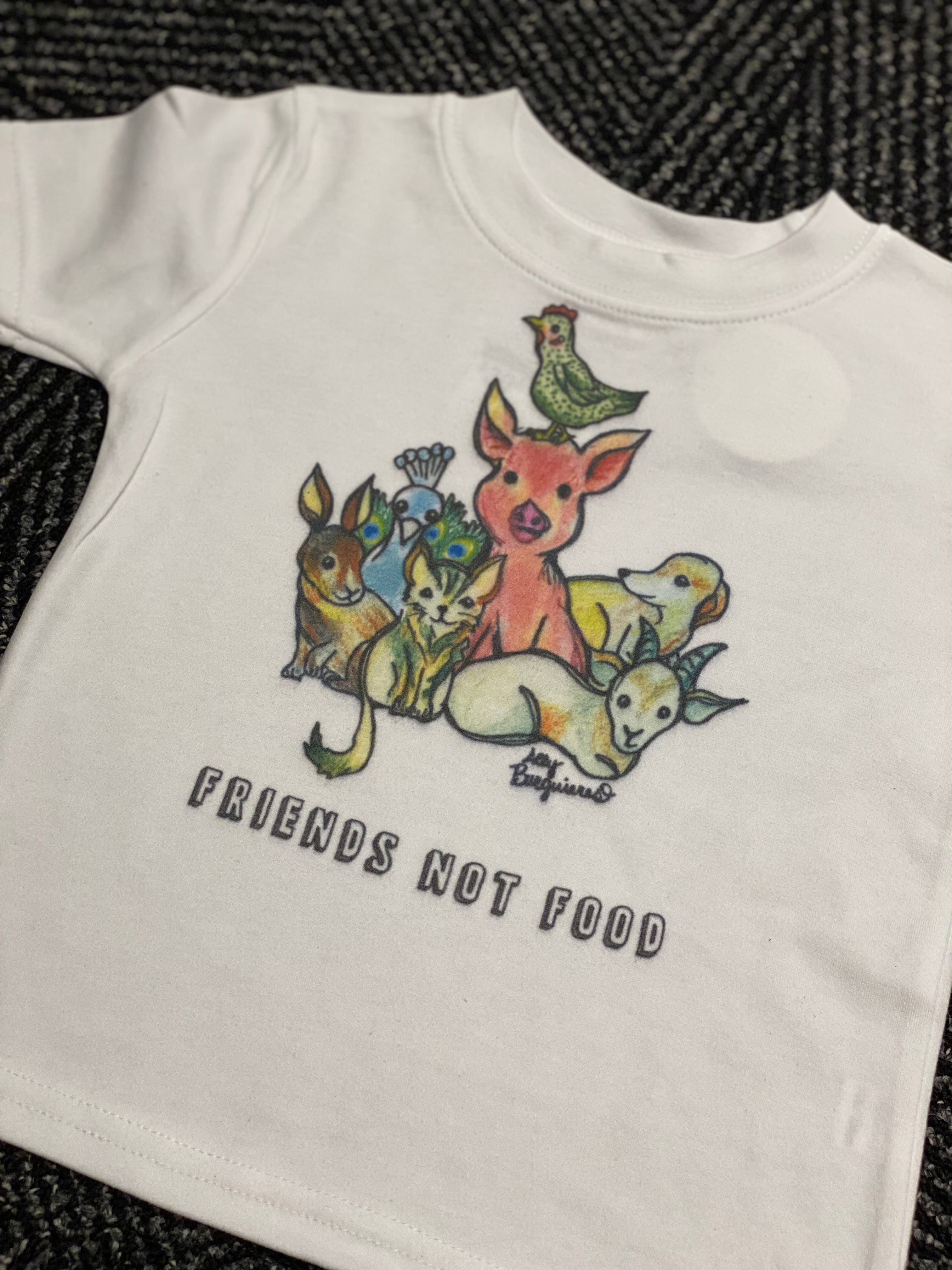 Friends Not Food Toddler T-Shirt - Cute Animal Rights Tee for Kids | Vegan Friendly Cotton Top for Playdates & Preschool