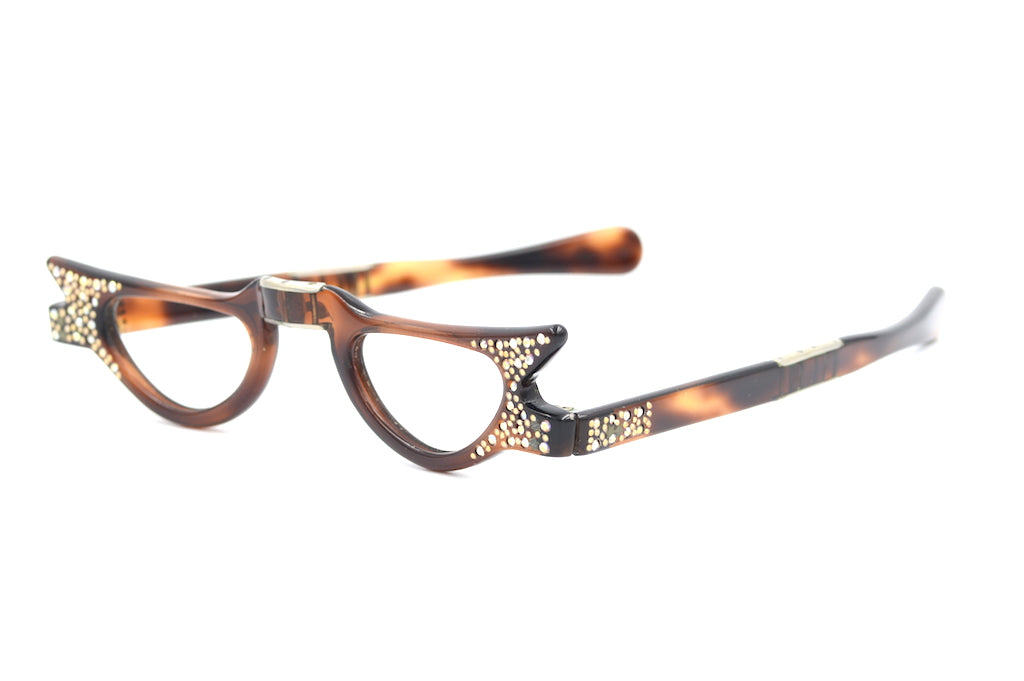 1/2 Inch Foldable Diamond Glasses - Brown | Elegant Reading Glasses for Women & Men, Perfect for Travel, Office, and Home Use