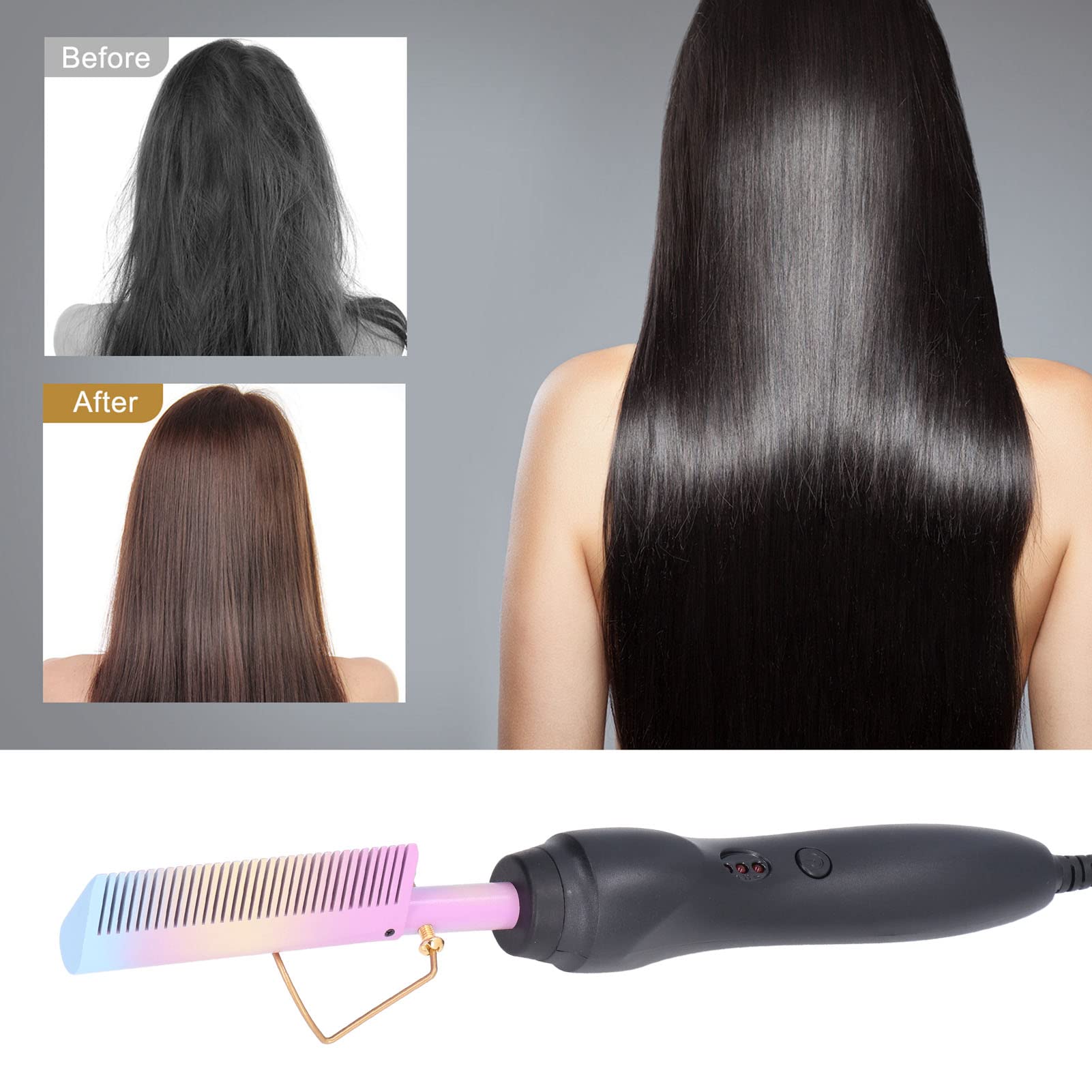 Electric Hot Comb for Hair Styling - Fast Heating, Lightweight & Travel-Friendly - Perfect for Home, Dorm & Salon Use (European Plug)