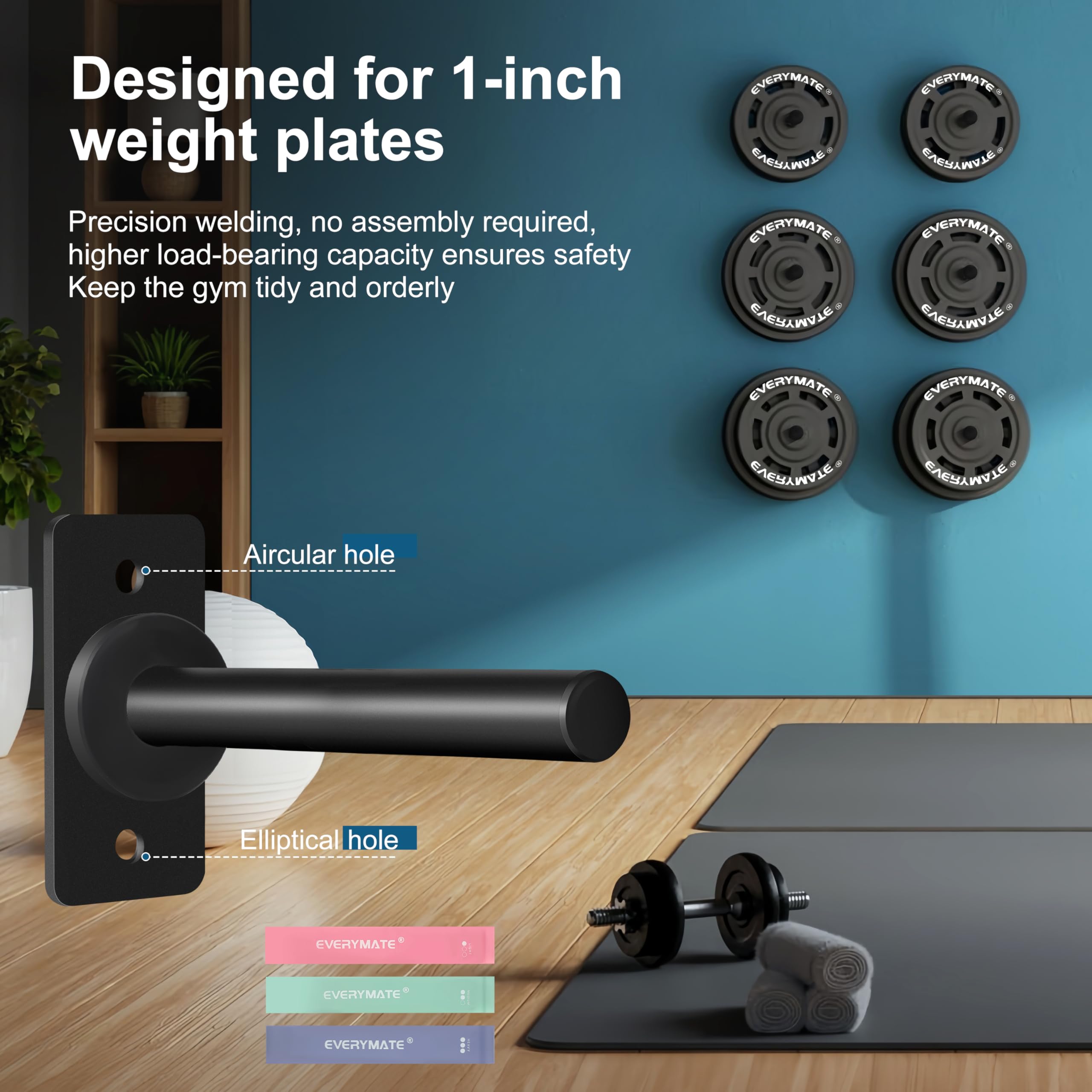 Olympic Weight Plate Holder - Wall Mounted Weight Rack Storage for Home Gym Organization | Perfect for Garage, Basement & Workout Room Storage Solutions