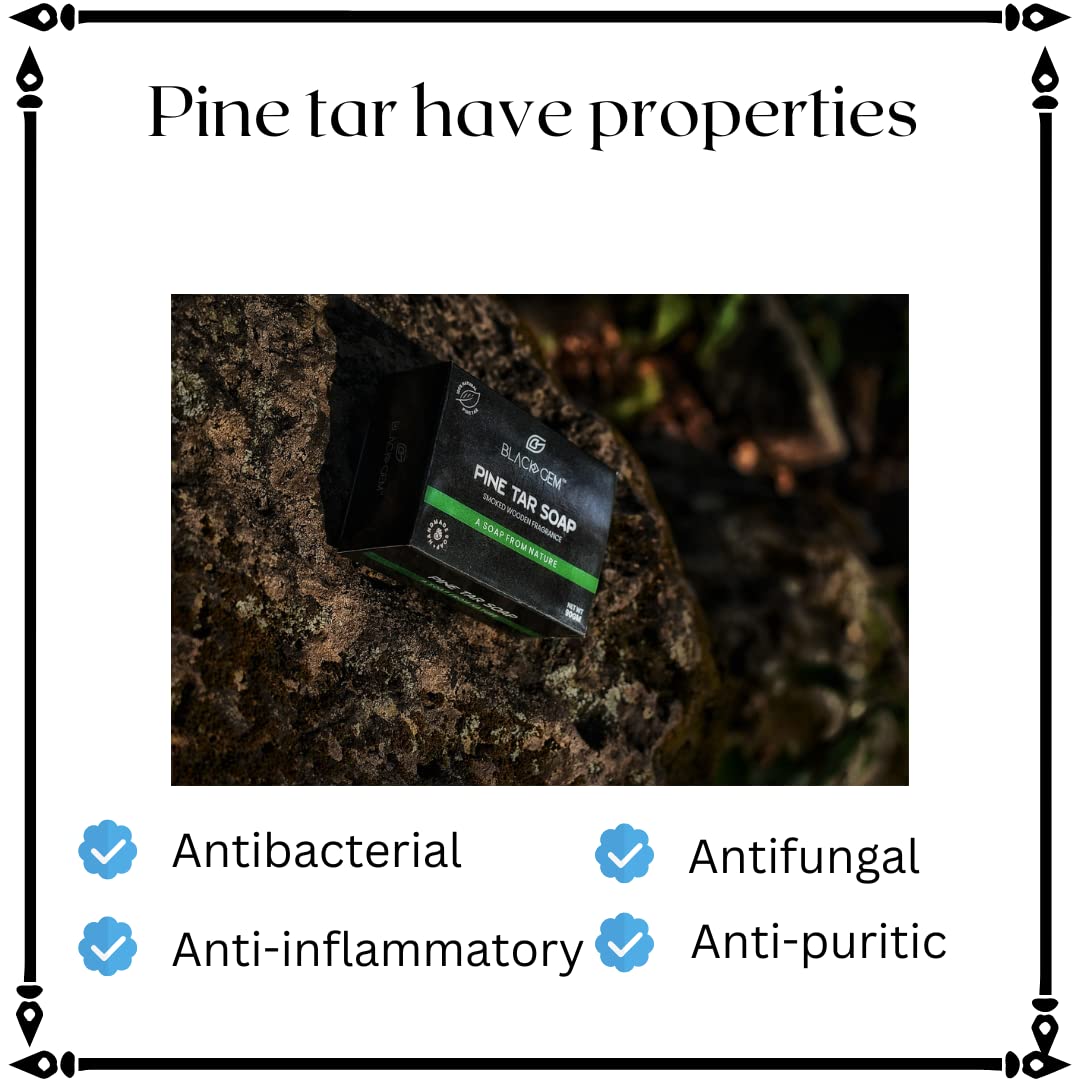 Black Gem Pine Tar Natural Organic Soap for Bath & Skin Care | Best Ayurvedic Medicated Soap with Himalayan Ingredients | Pack of 2 | Perfect for Eczema, Psoriasis & Daily Cleansing