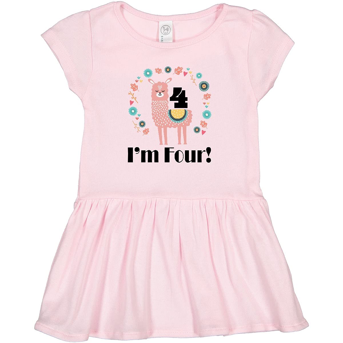 Inktastic 4th Birthday Llama Print Toddler Dress for Girls - Cute Party Outfit for Birthday Celebrations & Special Occasions