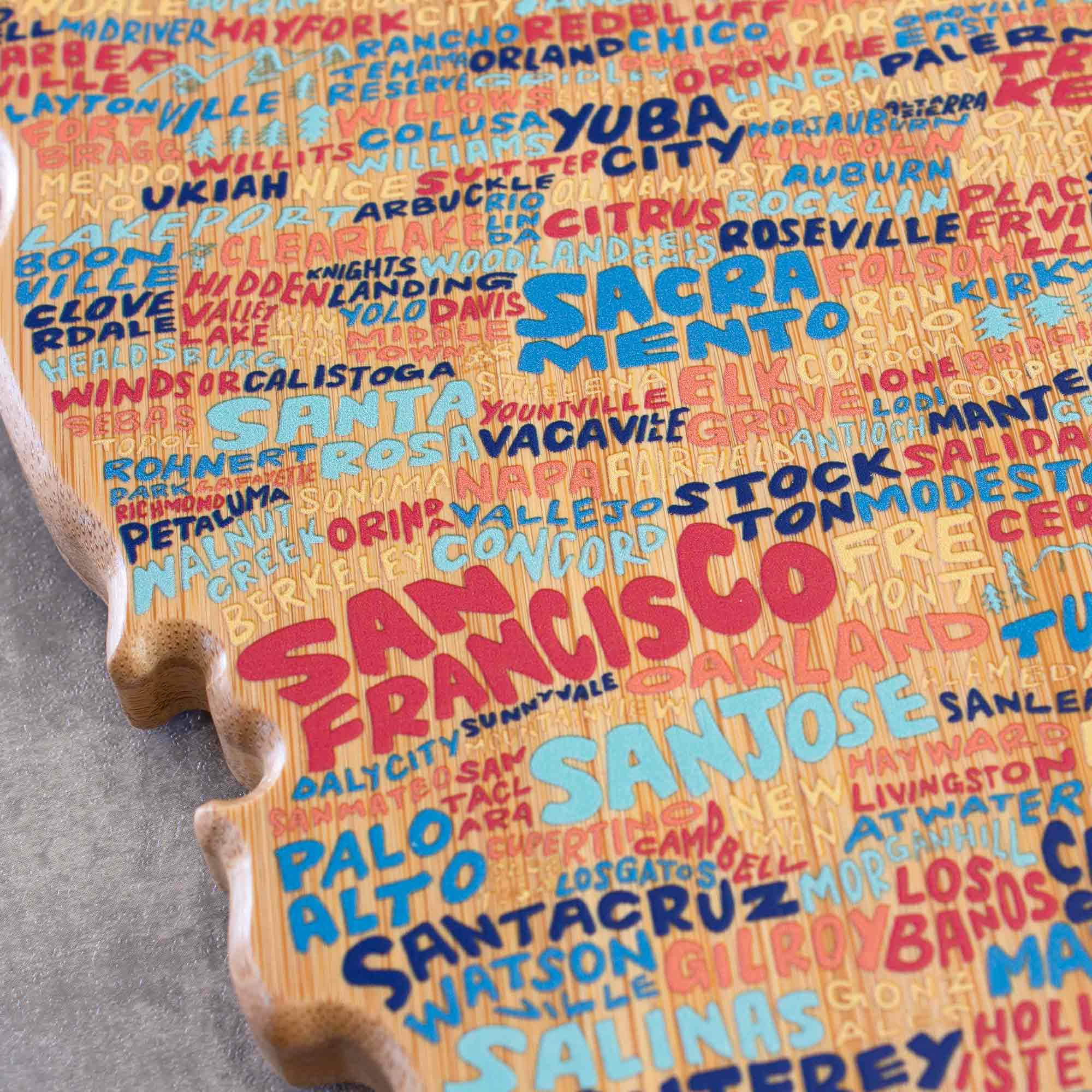 Premium California-Themed Cutting Board with Artistic Design by Wander on Words™ – Perfect for Kitchen Decor, Gift Giving, and Food Prep