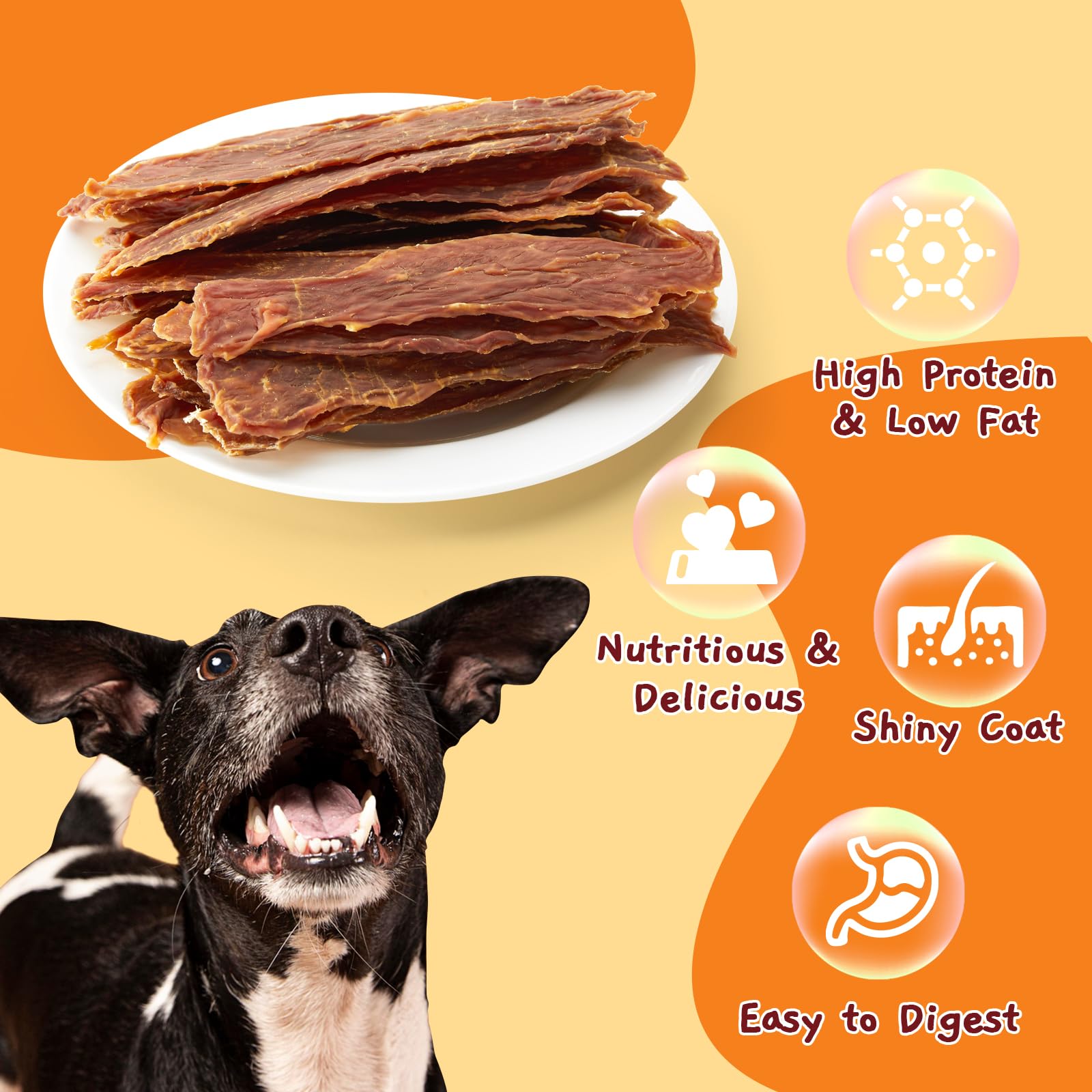 Premium Duck Jerky Dog Treats - Slow Roasted, Grain-Free Chewy Snacks for Medium & Large Dogs - 10.6 oz Pack - Perfect for Training, Rewards & Outdoor Adventures