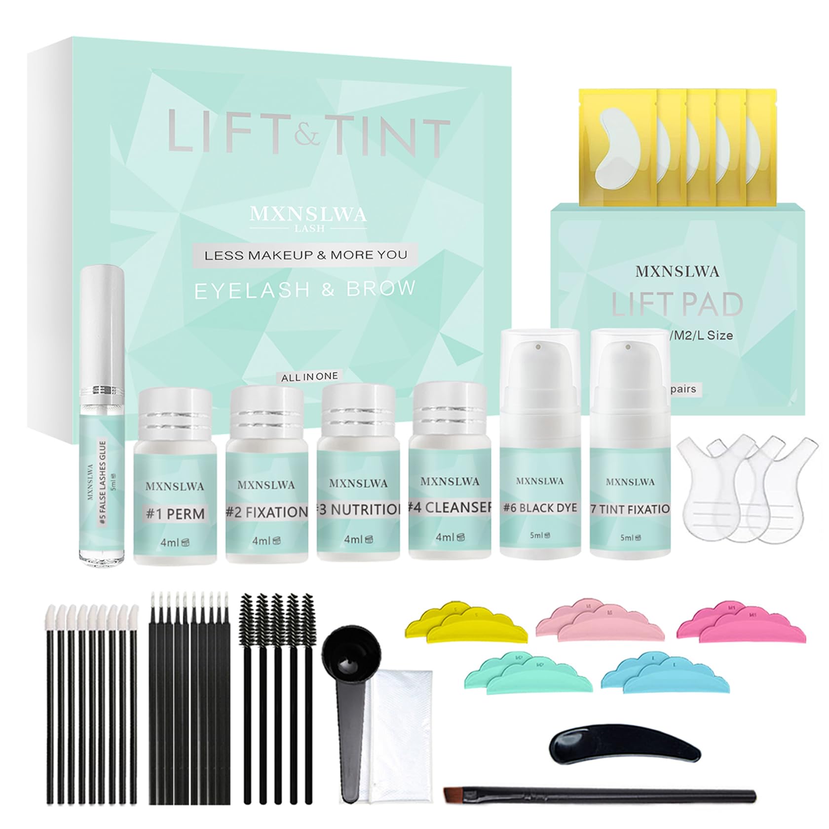 Professional 4-in-1 Lash Lift & Brow Perm Kit - Curl, Lift & Darken Lashes for Fuller, Thicker Look | Salon & Home Use | Lasts 6-8 Weeks | Perfect for Weddings, Date Nights & Special Occasions