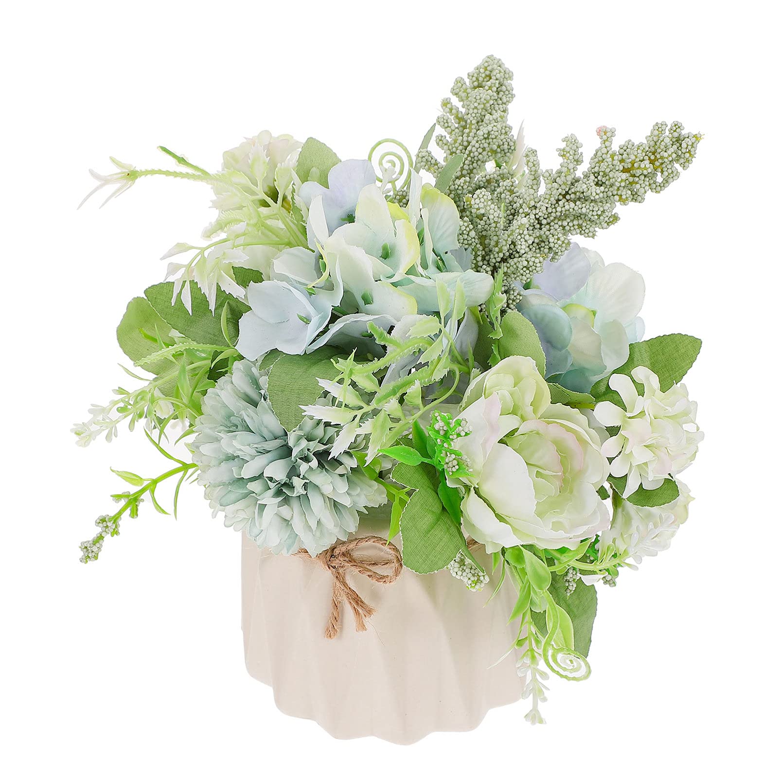 VOSAREA Artificial Rose Greenery Set - Silk Rose Flower & Ceramic Vase for Indoor Plants, Desk Decor, Home Office Decor | Faux Plants for Living Room, Bedroom, Wedding Centerpiece Decorations