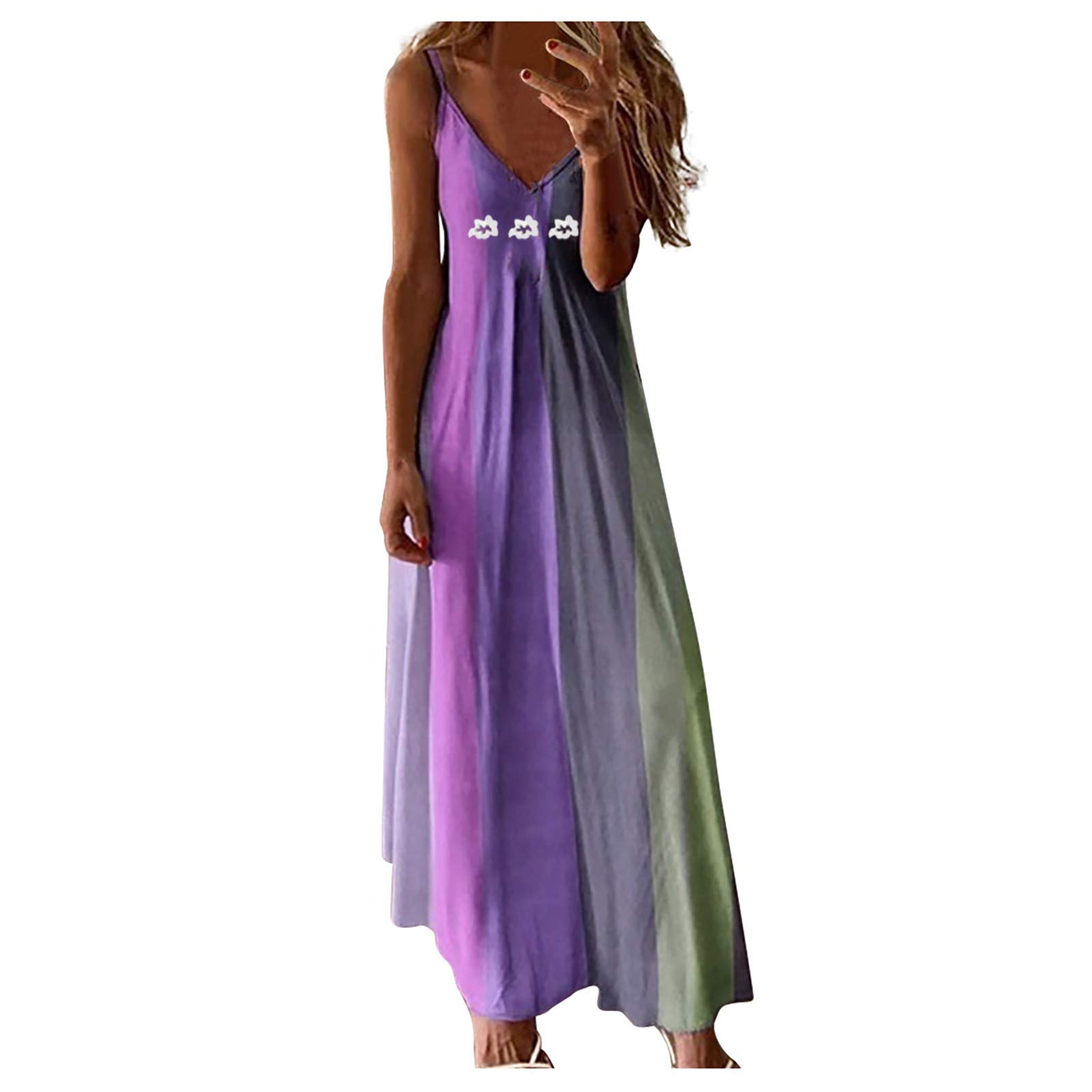 Women's Summer Dresses - Casual Loose Long Sleeveless Maxi Dress for Beach, Vacation & Date Night | Vintage Flowy Sexy Sundress