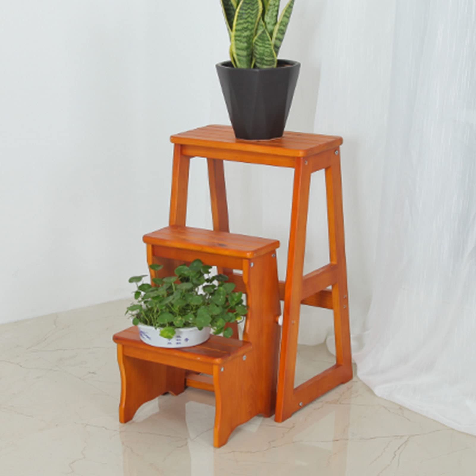 FADUNI 3-Step Wooden Folding Step Stool - Non-Slip Kitchen Ladder, Shoe Bench & Compact Step Stool for Indoor Use - Perfect for Reaching High Shelves, Organizing Closets & Home Decor