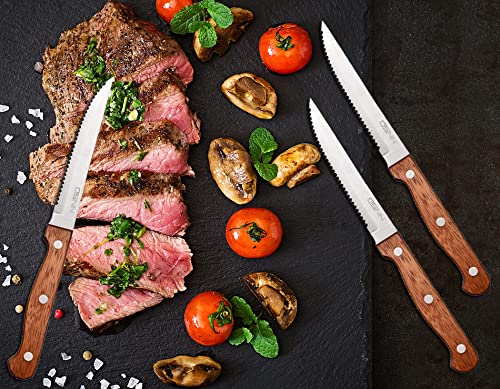 Premium 8-Piece Steak Knives Set - High-Quality Serrated Edge Stainless Steel Cutlery for Perfectly Slicing Steak & Meat - Ideal for Dining, BBQ, and Kitchen Use