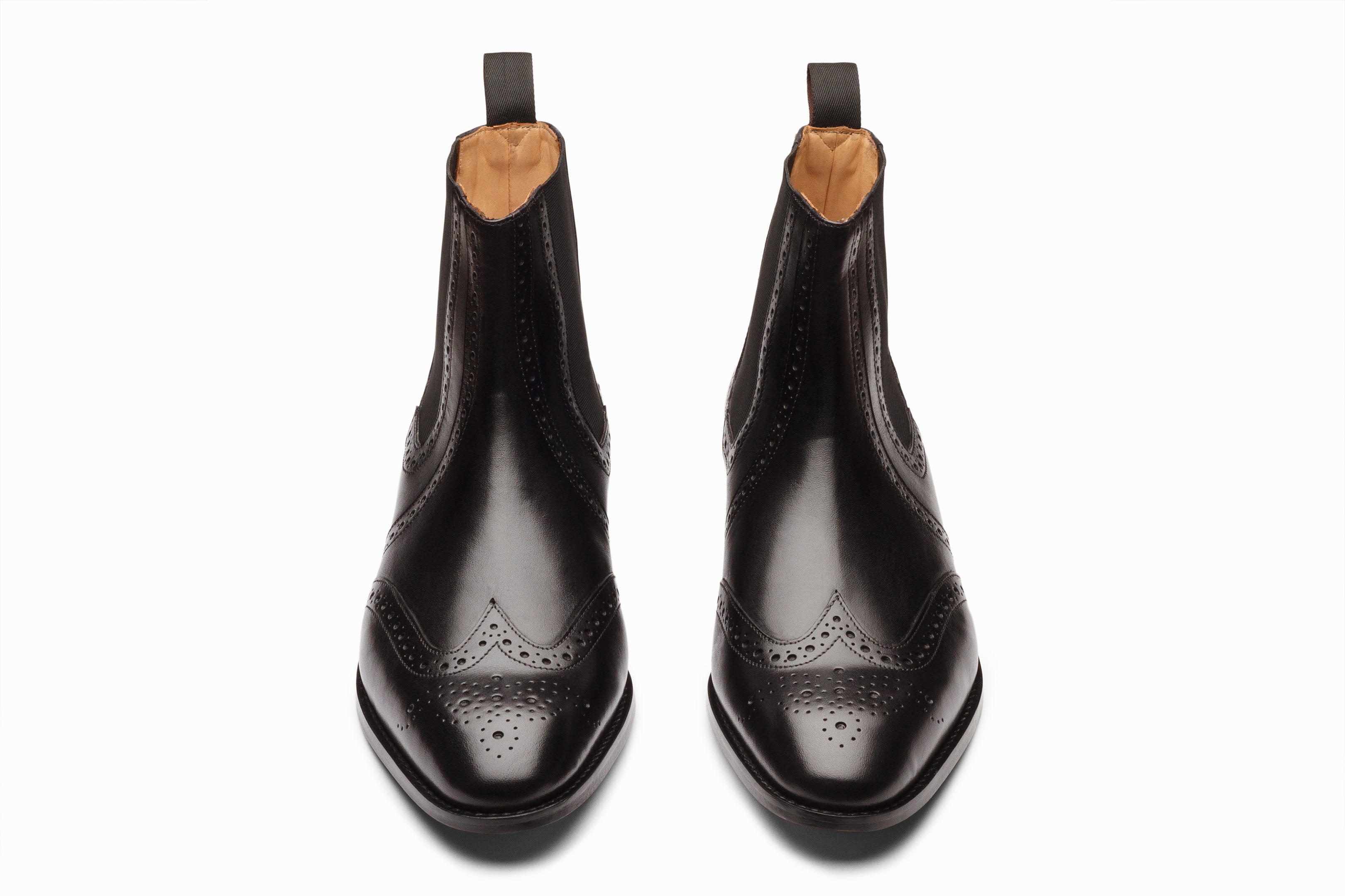 Premium Wingtip Chelsea Brogue Boots for Men - Stylish Black Leather Ankle Boots - Perfect for Office, Casual Wear & Formal Occasions