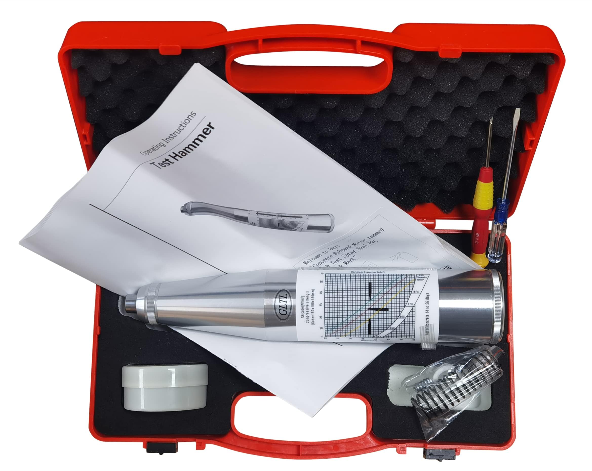 Professional Rebound Hammer - ASTM C805 Compliant Concrete Strength Tester (10-60 MPa Range) | Portable & Accurate for Building, Bridge & Road Construction | Ideal for On-Site Testing & Quality Control