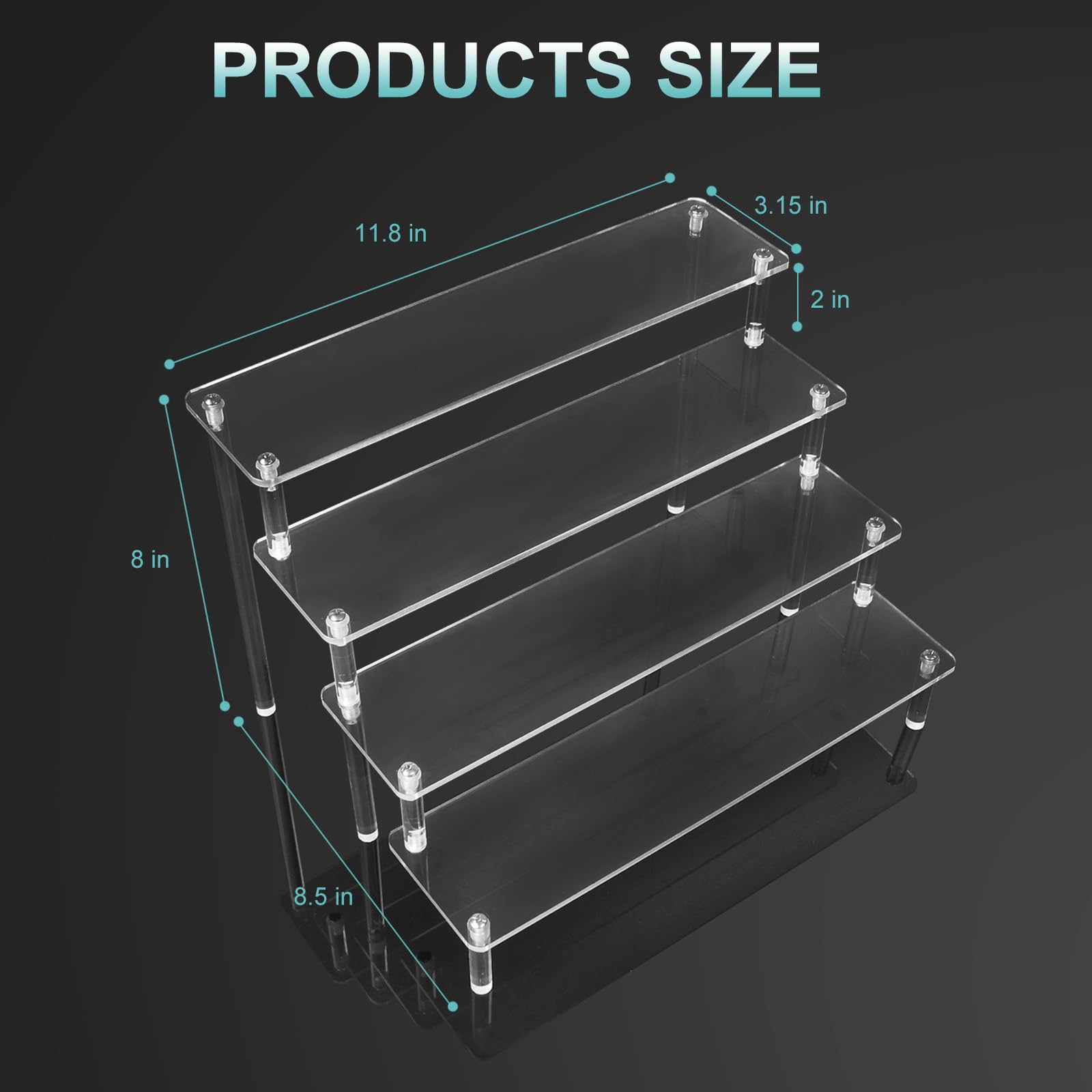 Wanateber 4-Tier Clear Acrylic Display Risers - Perfume Organizer Stand, Funko POP Figures & Cupcake Display - Versatile Shelf for Home Decor, Retail Stores & Office Organization