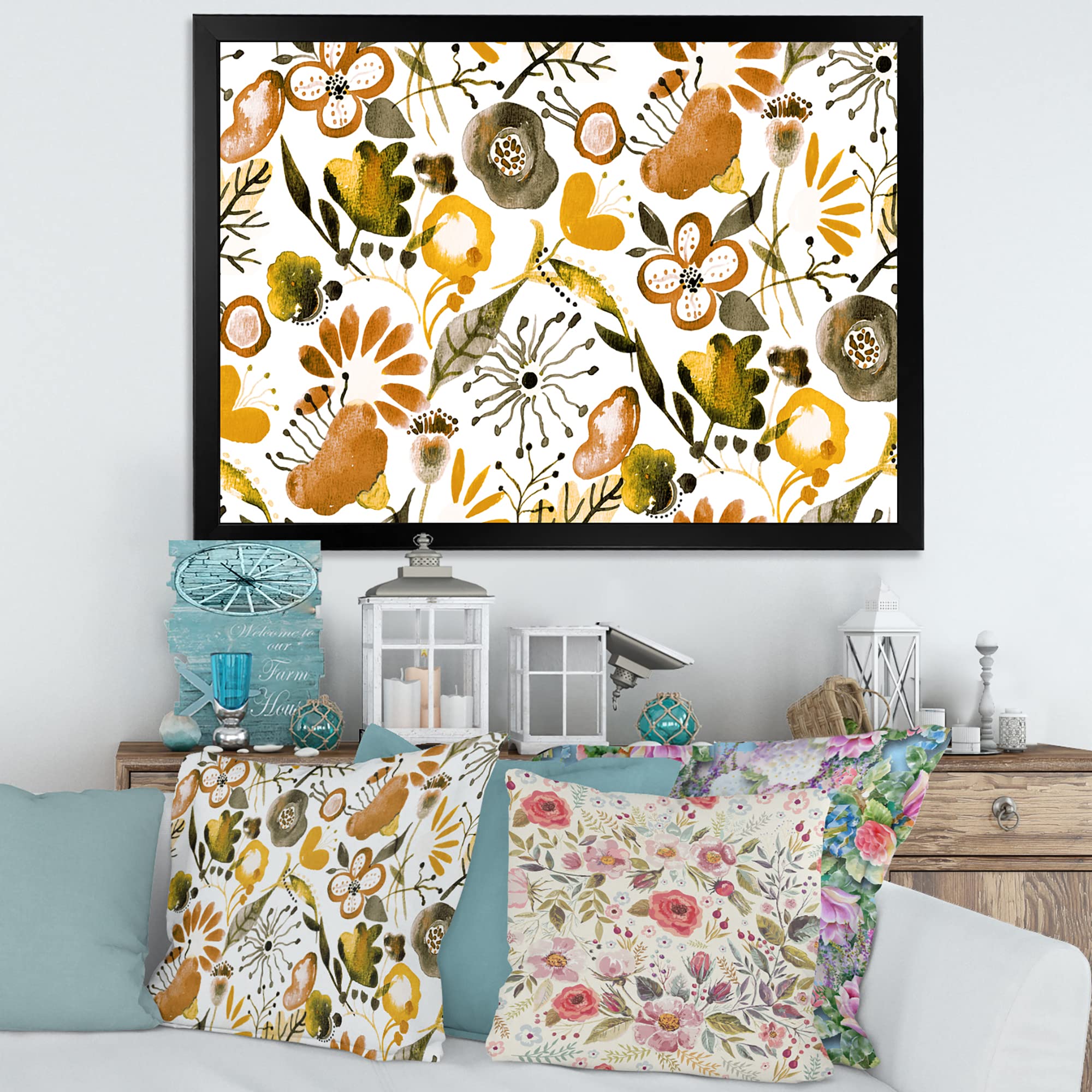 Vibrant Abundance of Wildflowers - Modern Framed Wall Art Print for Living Room, Bedroom & Office Decor | Nature Inspired Home Decorations