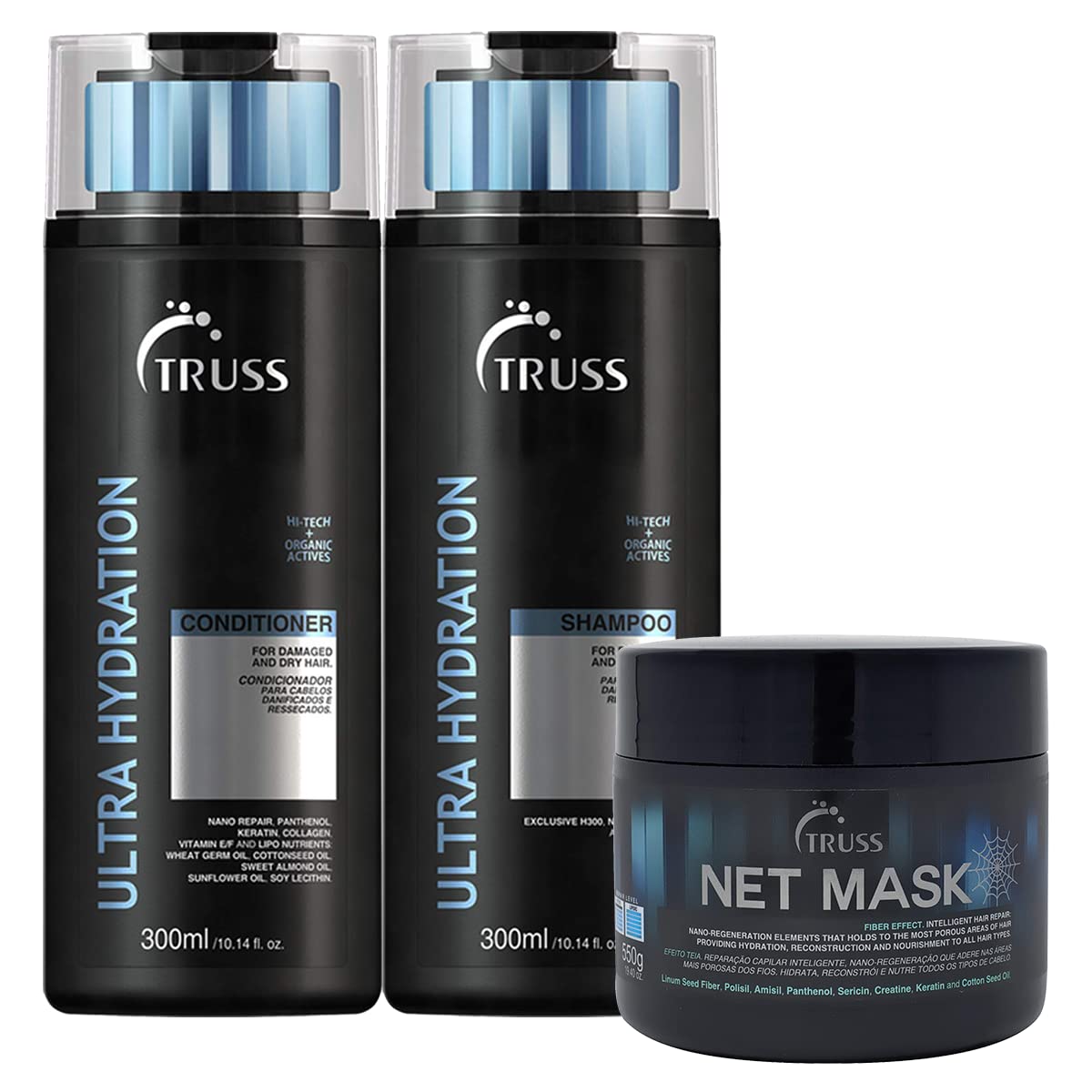 TRUSS Ultra Hydration Shampoo & Conditioner Set with Hair Mask - Deep Moisturizing for Dry, Damaged Hair - Salon Quality Hair Care Bundle for Soft, Shiny Locks - Perfect for Daily Use & Post-Color Treatment