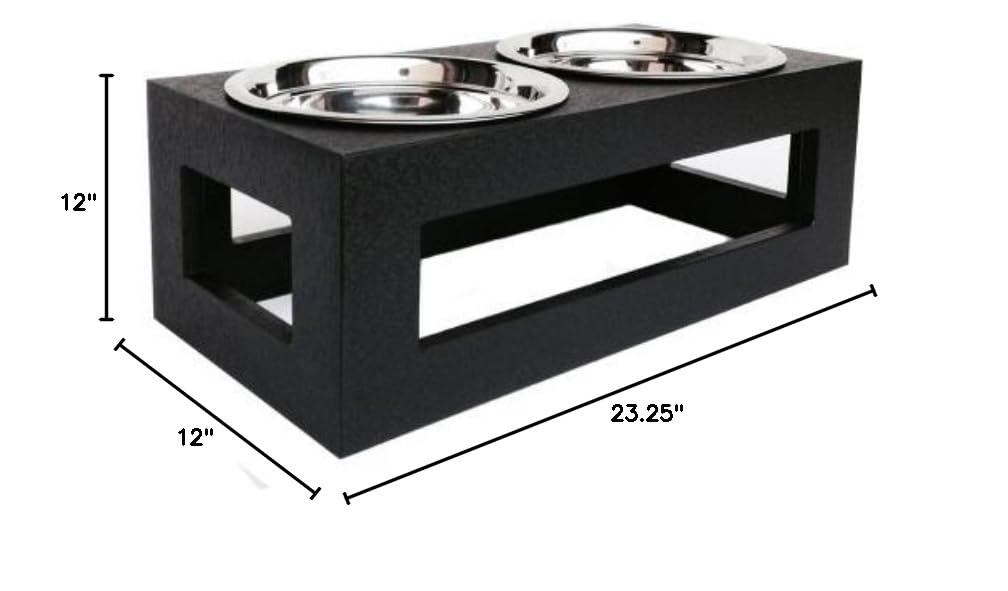 Porchside Elevated Dog Feeder Stand for Large Dogs - Adjustable Height Raised Dog Bowl with Non-Slip Base - Perfect for Outdoor, Patio, Backyard, and Indoor Use
