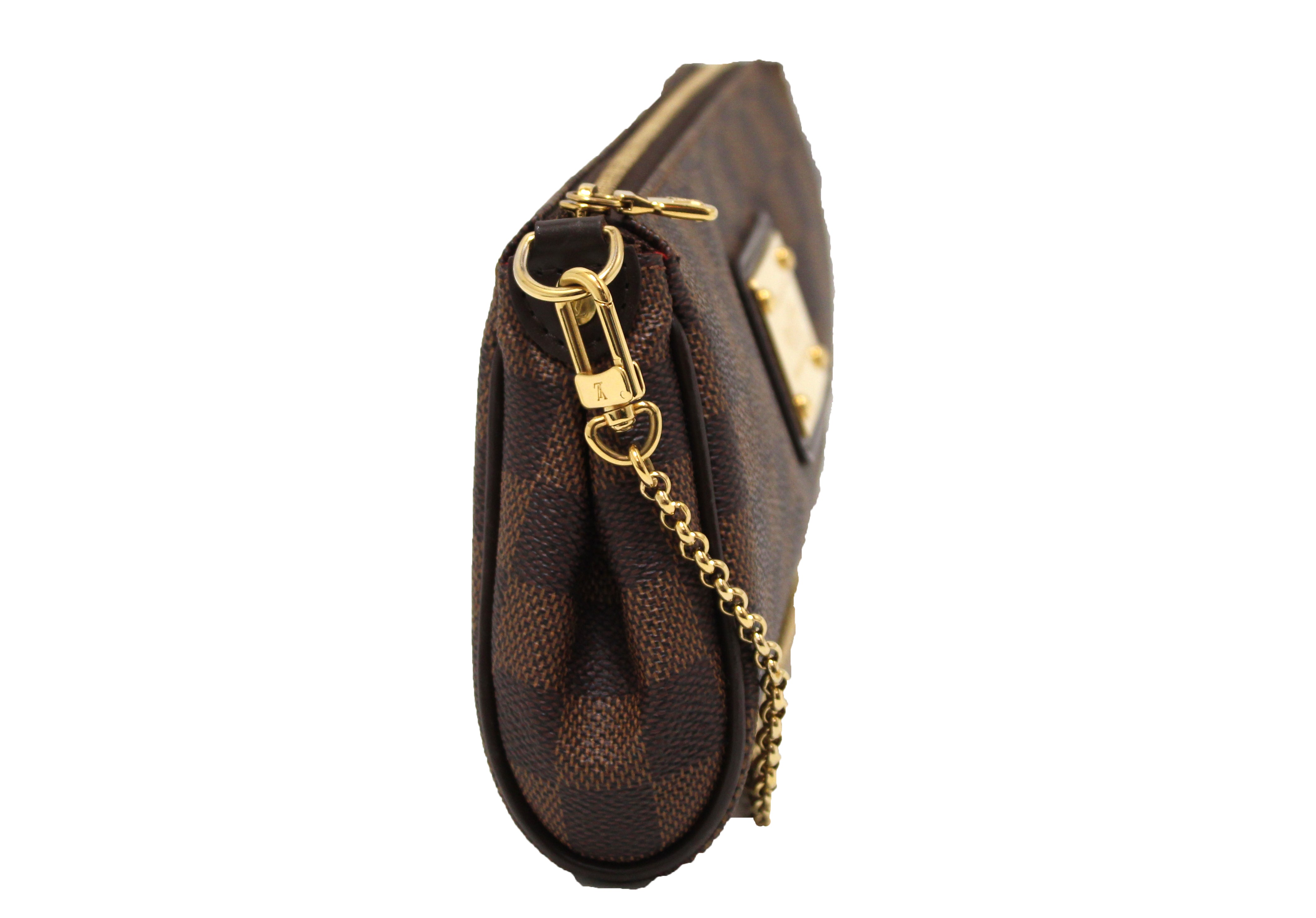 Authentic Louis Vuitton Damier Ebene Eva Clutch Bag - Luxury Crossbody Purse for Women, Perfect for Evening Parties, Date Nights & Special Occasions