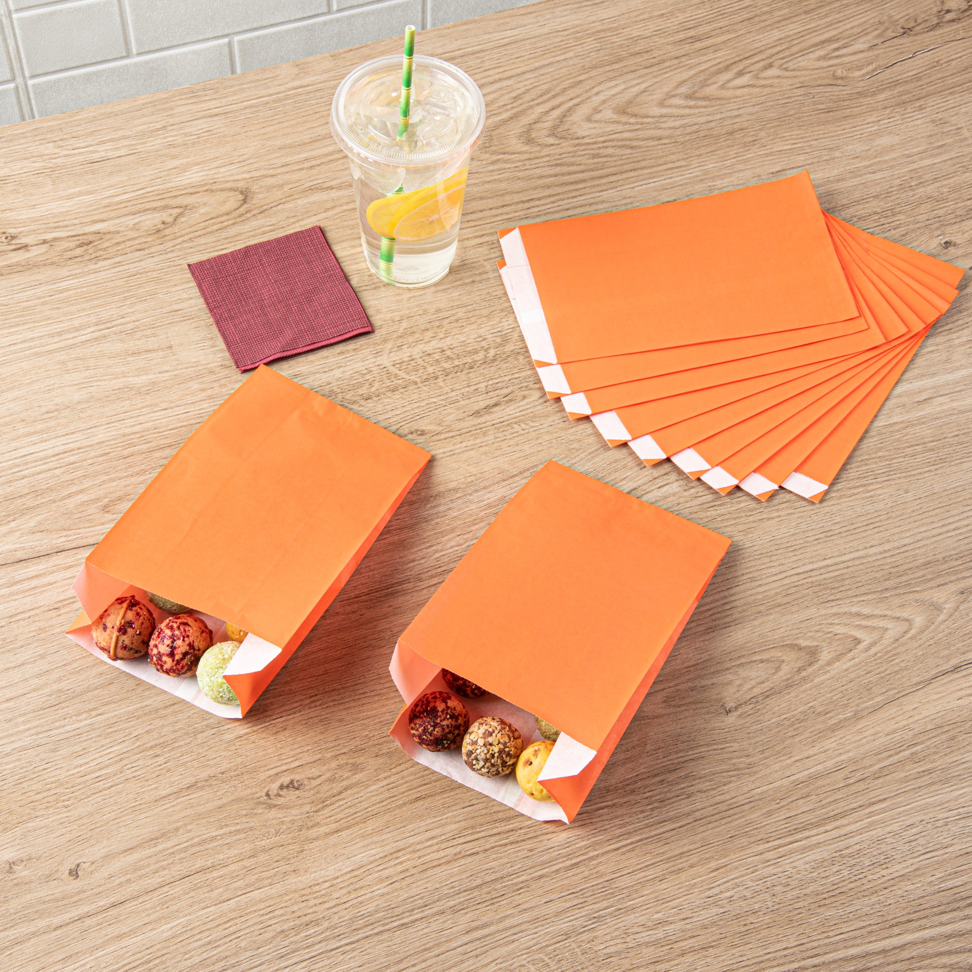 Eco-Friendly Orange French Fry & Snack Bags - 5x3x8.75 Inches (100 Count) - Perfect for Parties, Fast Food, and Takeout