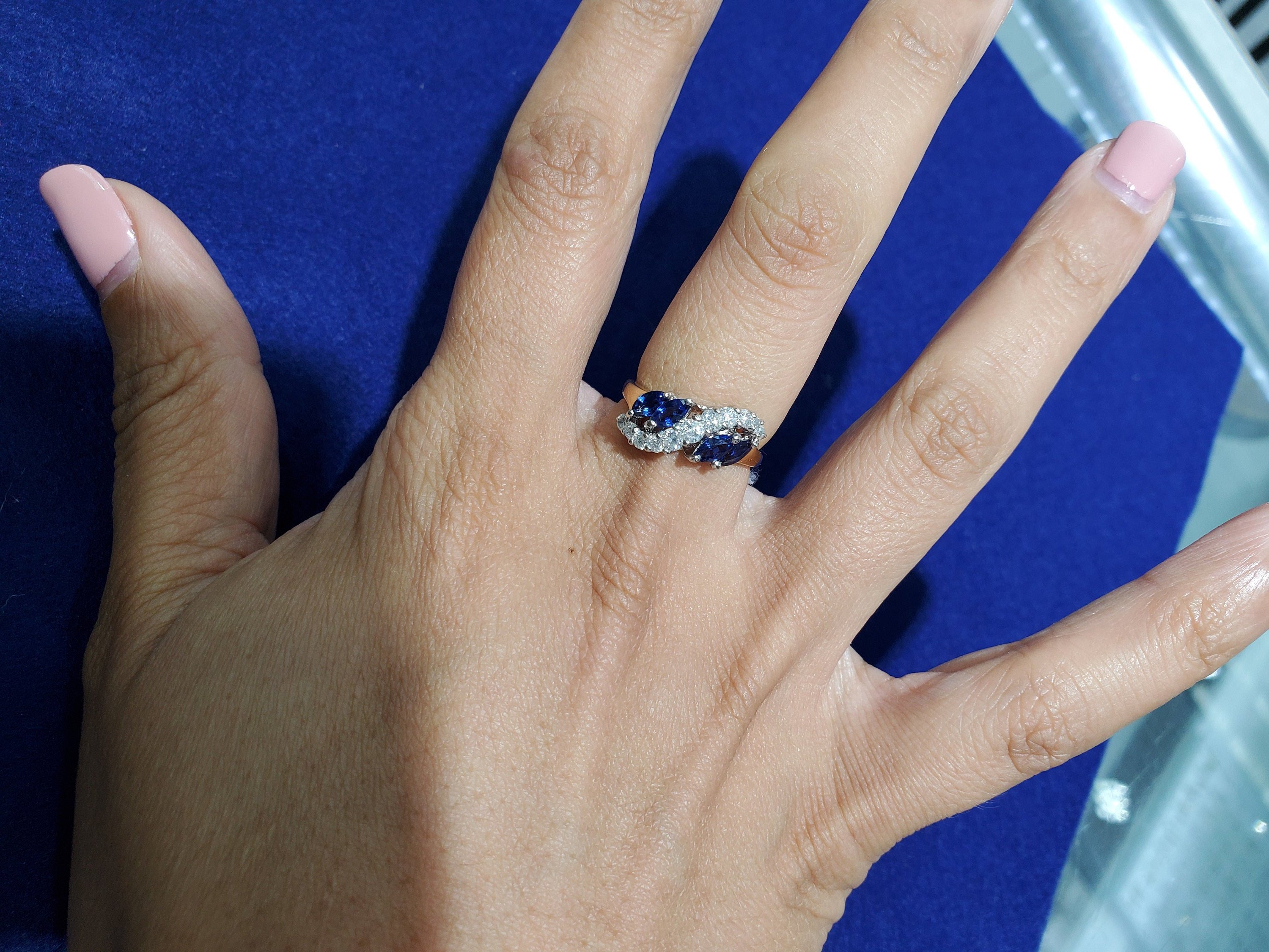 1 Carat Diamond & Sapphire Cocktail Ring in 14K Yellow Gold - Elegant Statement Jewelry for Parties, Weddings & Special Occasions