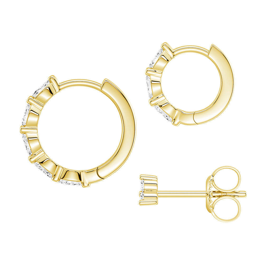 Triple Stack Lab Diamond Earrings Set - Geometric Marquise Studs & Hoops | Perfect for Weddings, Parties & Everyday Elegance