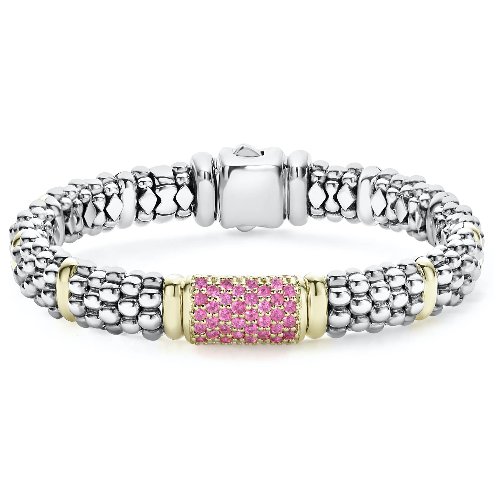 Pink Sapphire Caviar Beaded Bracelet | 9mm Gemstone Jewelry for Women | Perfect for Weddings, Parties & Special Occasions