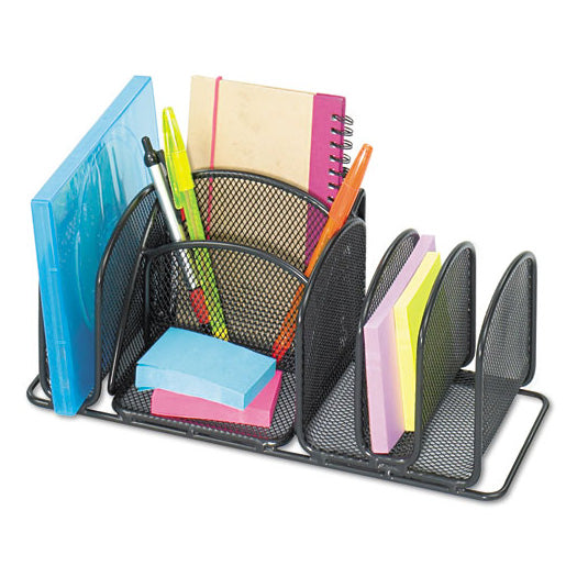 Premium Black Wire Mesh Organizer with 6 Compartments - 12.5
