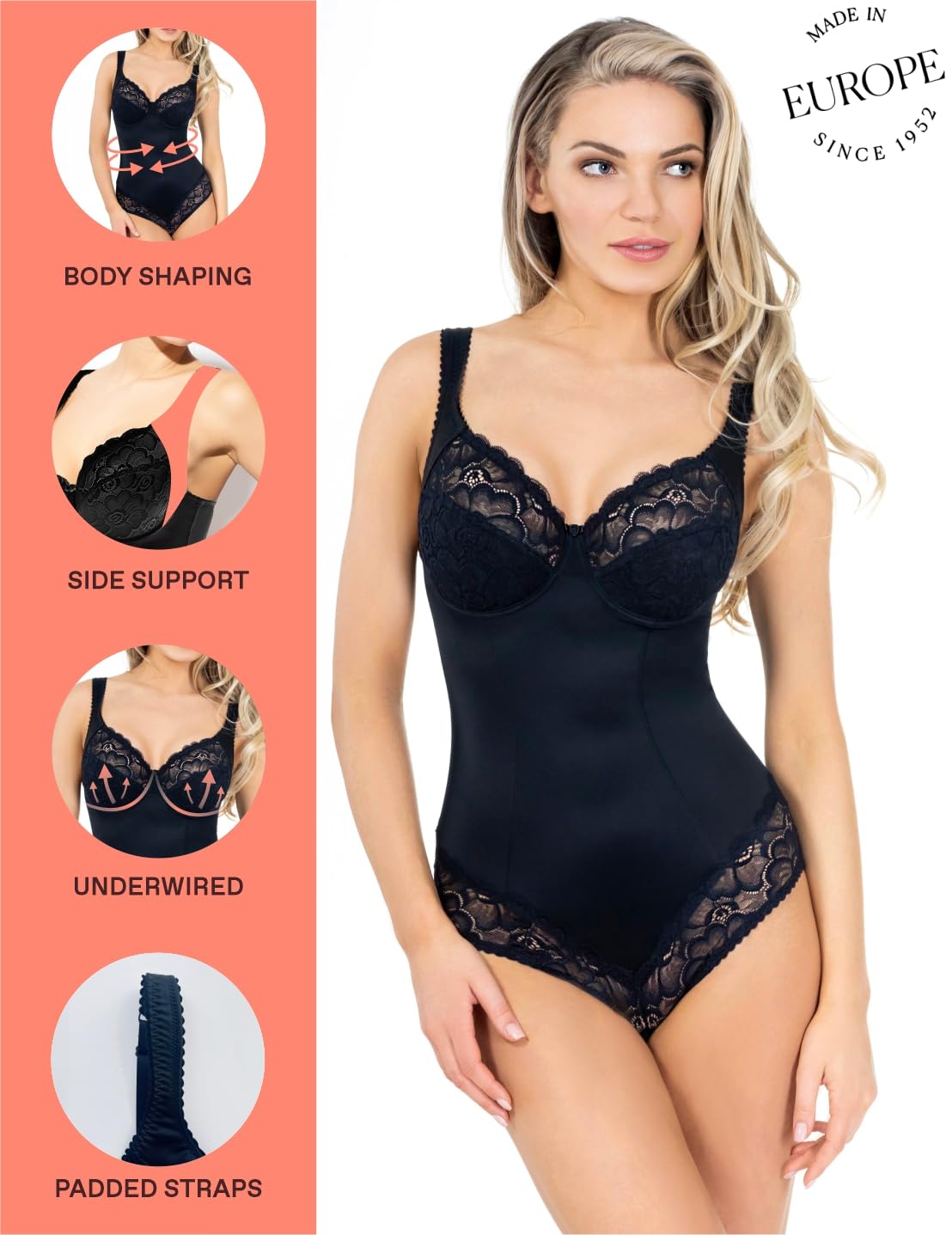 Rosme Women's Shapewear Bodysuit - High Waist Tummy Control Slimming Underwear for Women | Perfect for Everyday Wear, Special Occasions & Postpartum Recovery