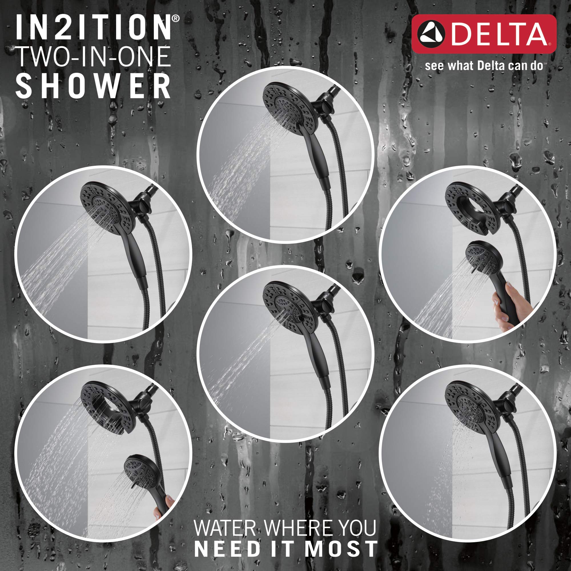 Arvo 14 Series Matte Black Single-Handle Shower Faucet & Nicoli 3-Hole Widespread Bathroom Sink Faucet with Drain Assembly - Modern Matte Black Finish for Bathroom & Shower Renovation (Model 35749LF-BL)