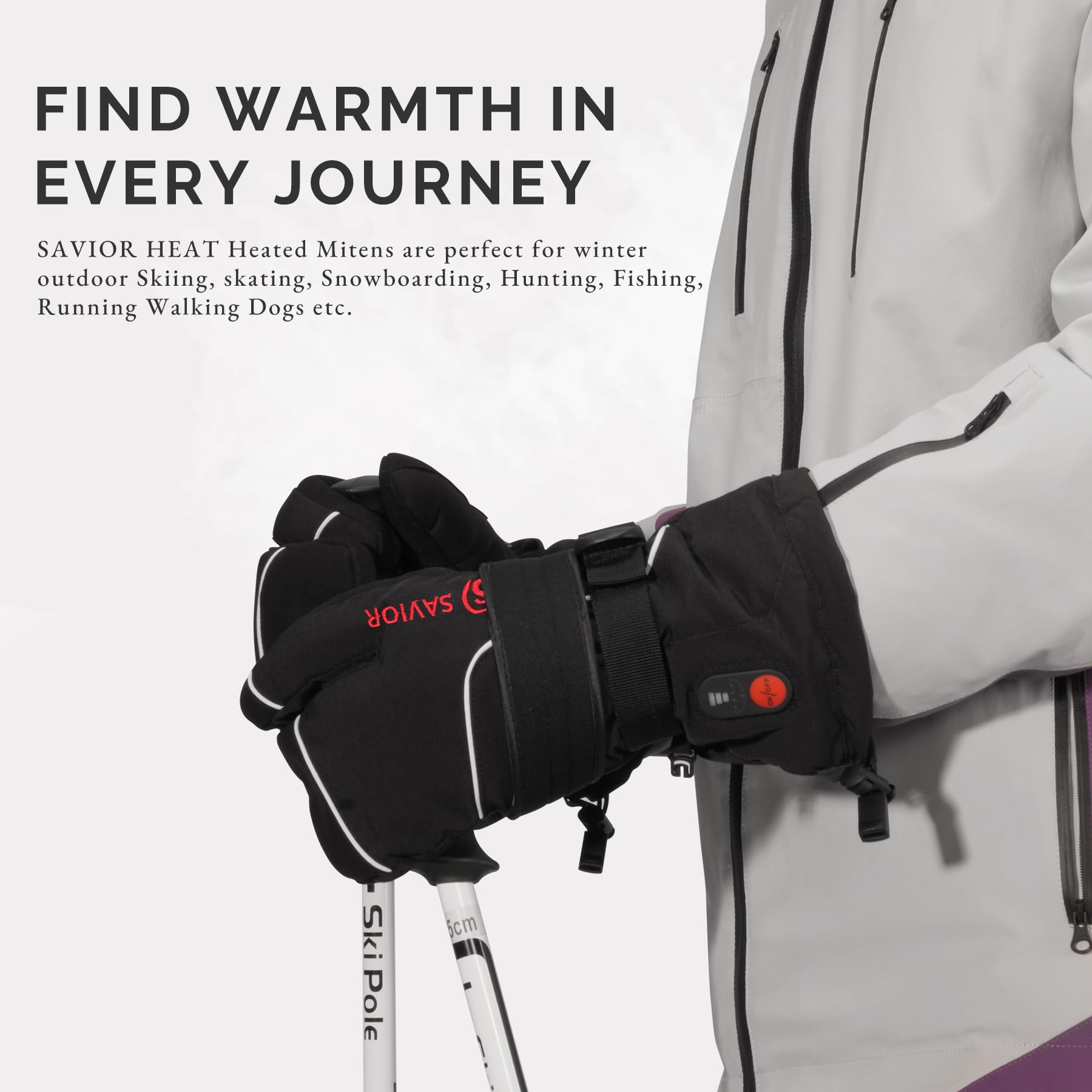 SAVIOR HEAT Rechargeable Electric Heated Gloves for Men, Women & Kids - Winter Skiing, Snowboarding, Motorcycle Riding, Skating, Camping & Hunting - Warm Battery-Powered Mittens for Cold Weather Activities