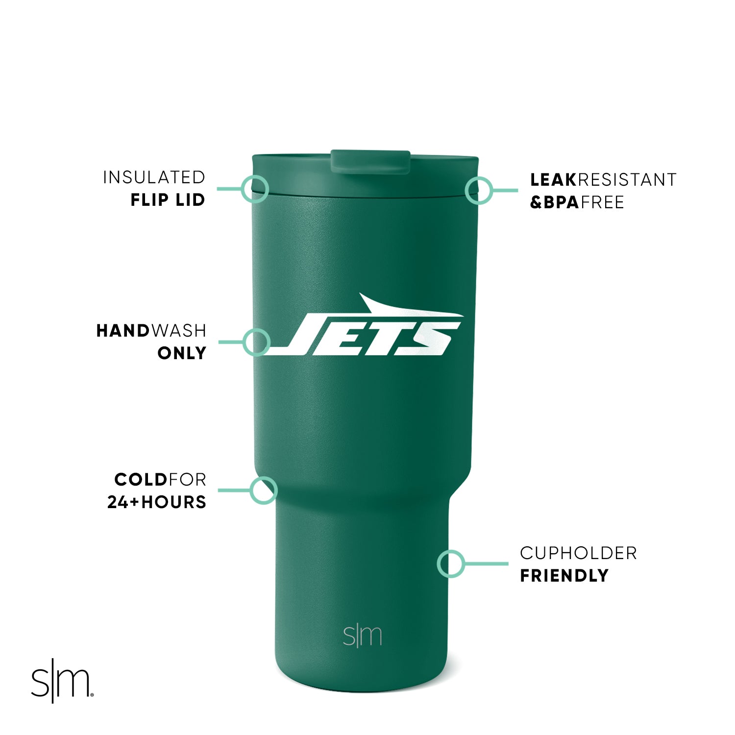 NFL Trek Tumbler 20oz Insulated Stainless Steel Water Bottle with Lid - Leakproof Travel Mug for Coffee & Tea - Perfect for Football Games, Camping & Outdoor Activities