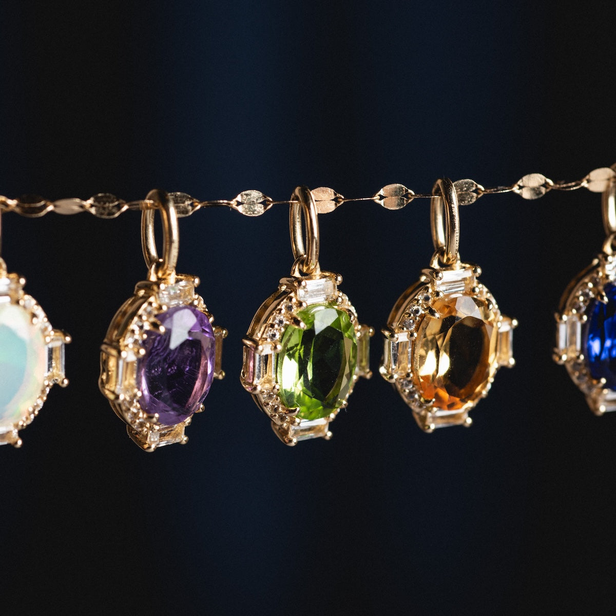 Solid Gold Vintage Inspired Birthstone Charm – Personalized Jewelry for Birthdays, Anniversaries & Special Occasions | Perfect Gift for Her