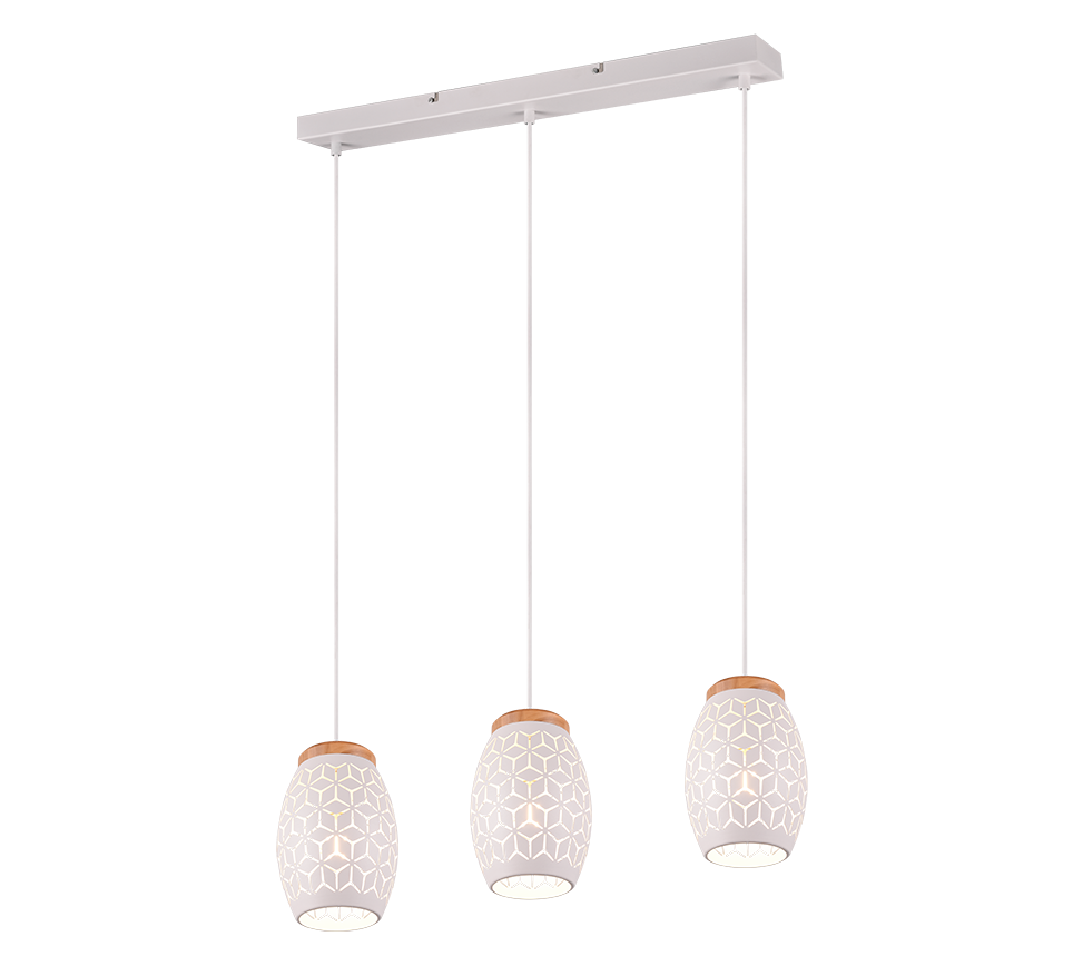 Bidar 3Lt Linear Pendant Light Fixture - Modern LED Chandelier in Multiple Colors for Dining Room, Kitchen Island & Living Room Lighting