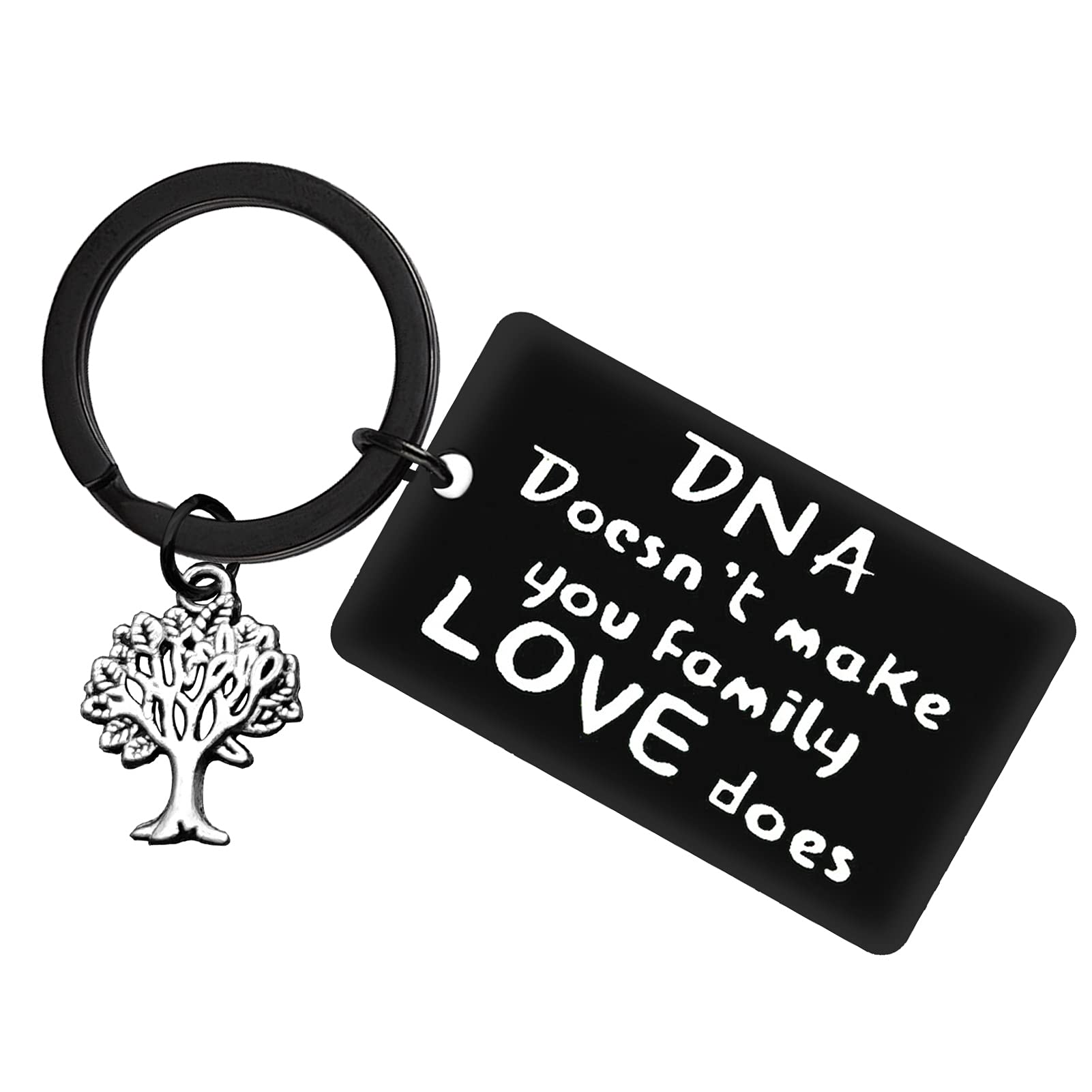Xiahuyu Step Parent Keychain - DNA Doesn’t Make Family, Love Does - Step Mom & Step Dad Gifts, Adoption Gifts, Christmas & Birthday Presents for Blended Families