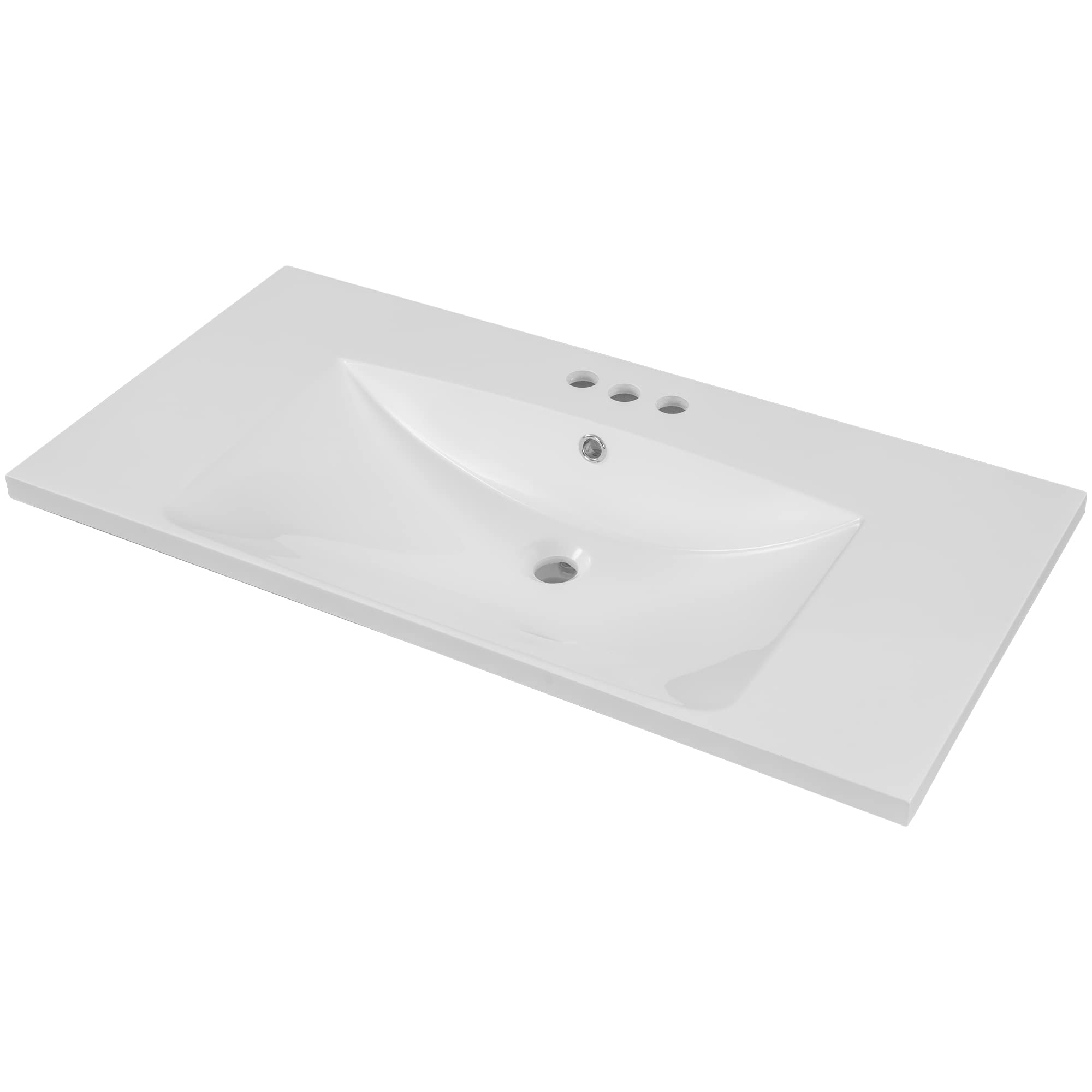 Merax 36 Inch Single Bathroom Vanity Top with White Ceramic Sink - 3 Faucet Holes, White Finish for Modern Bathroom Renovation | Perfect for Small Bathrooms, Powder Rooms & Guest Bath Installations
