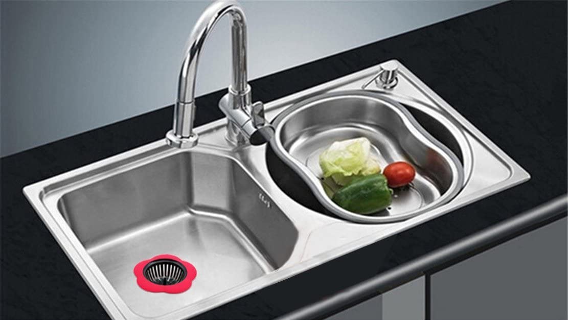 ARQIVO Silicone Kitchen Sink Strainer - 2 Pack Plastic Basin Drain Stopper with Easy Clean Filter Basket, Food Debris Catcher to Prevent Clogs | Perfect for Washing Dishes, Fruits & Vegetables in Kitchen Sink
