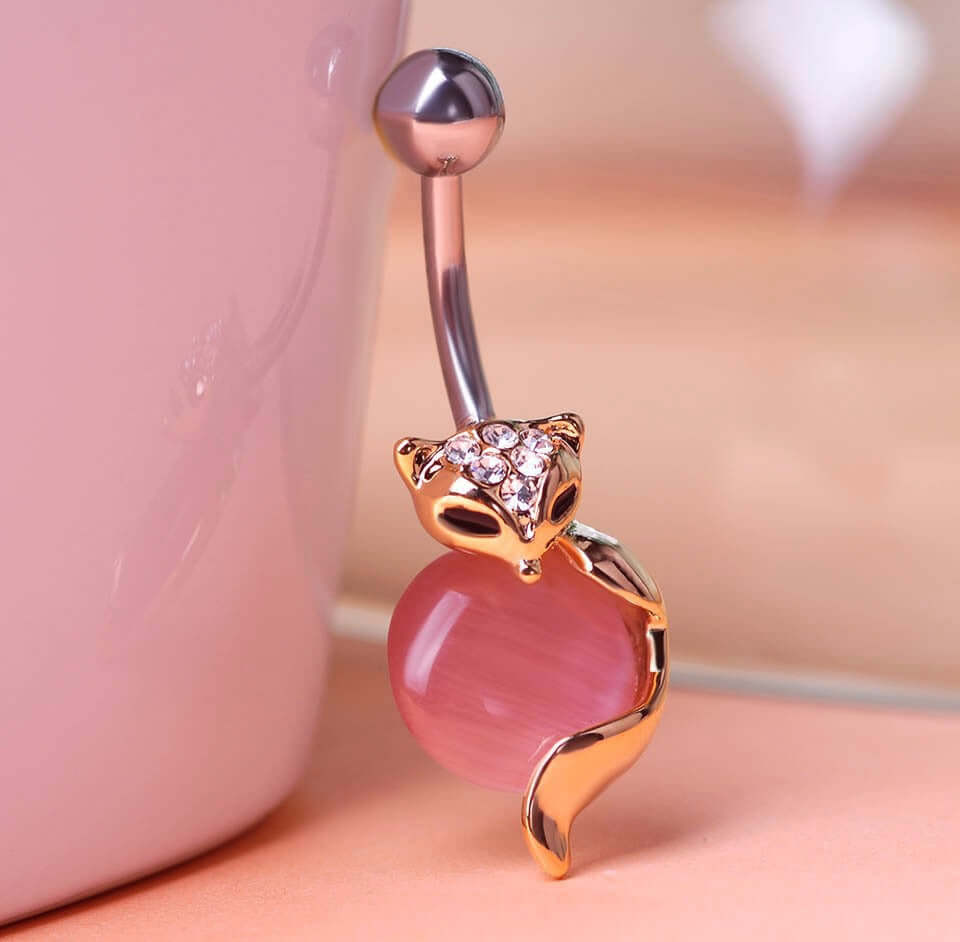 Stylish Fox Belly Button Rings - 316L Surgical Steel Navel Piercing Jewelry for Women | Perfect for Parties, Beach Outings & Everyday Wear