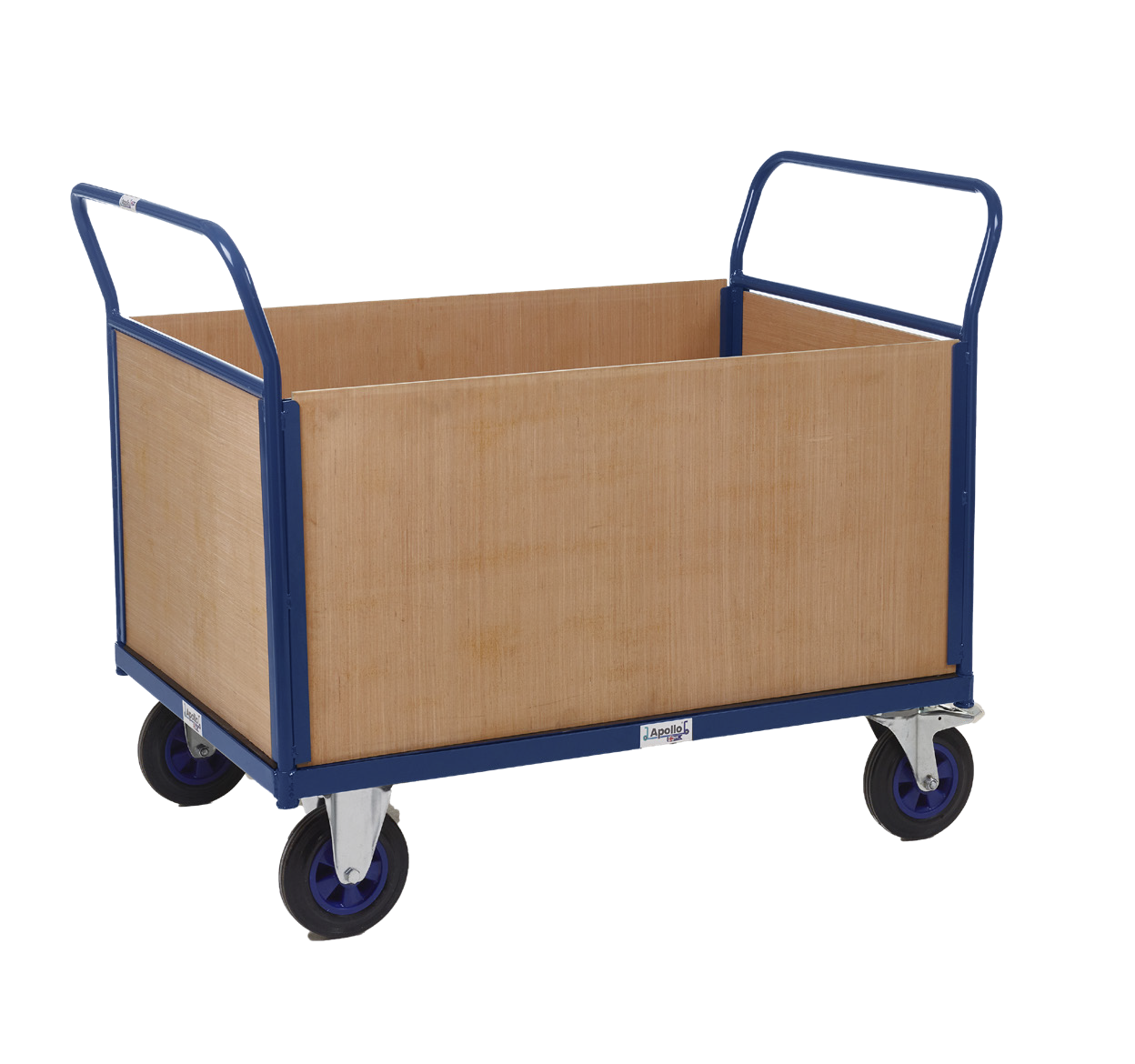 Apollo UK Heavy Duty Platform Trucks with Wooden Ends & Sides - Perfect for Warehouse, Factory, and Industrial Material Handling