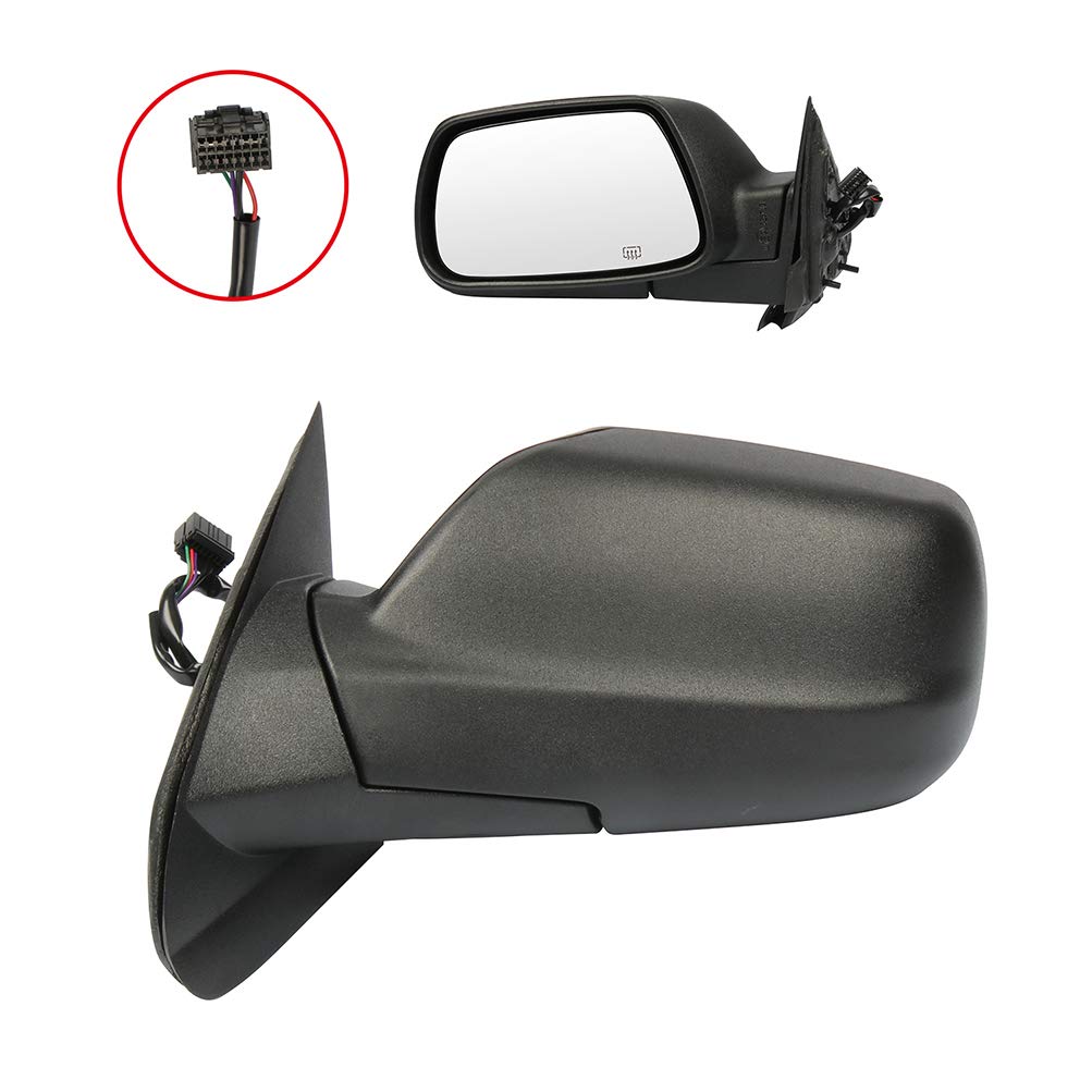 OCPTY Black Left Side Mirror Replacement for 2005-2010 Jeep Grand Cherokee - Textured Heated Manual Folding Mirror Glass - Perfect for Off-Roading, Daily Commuting & Winter Driving
