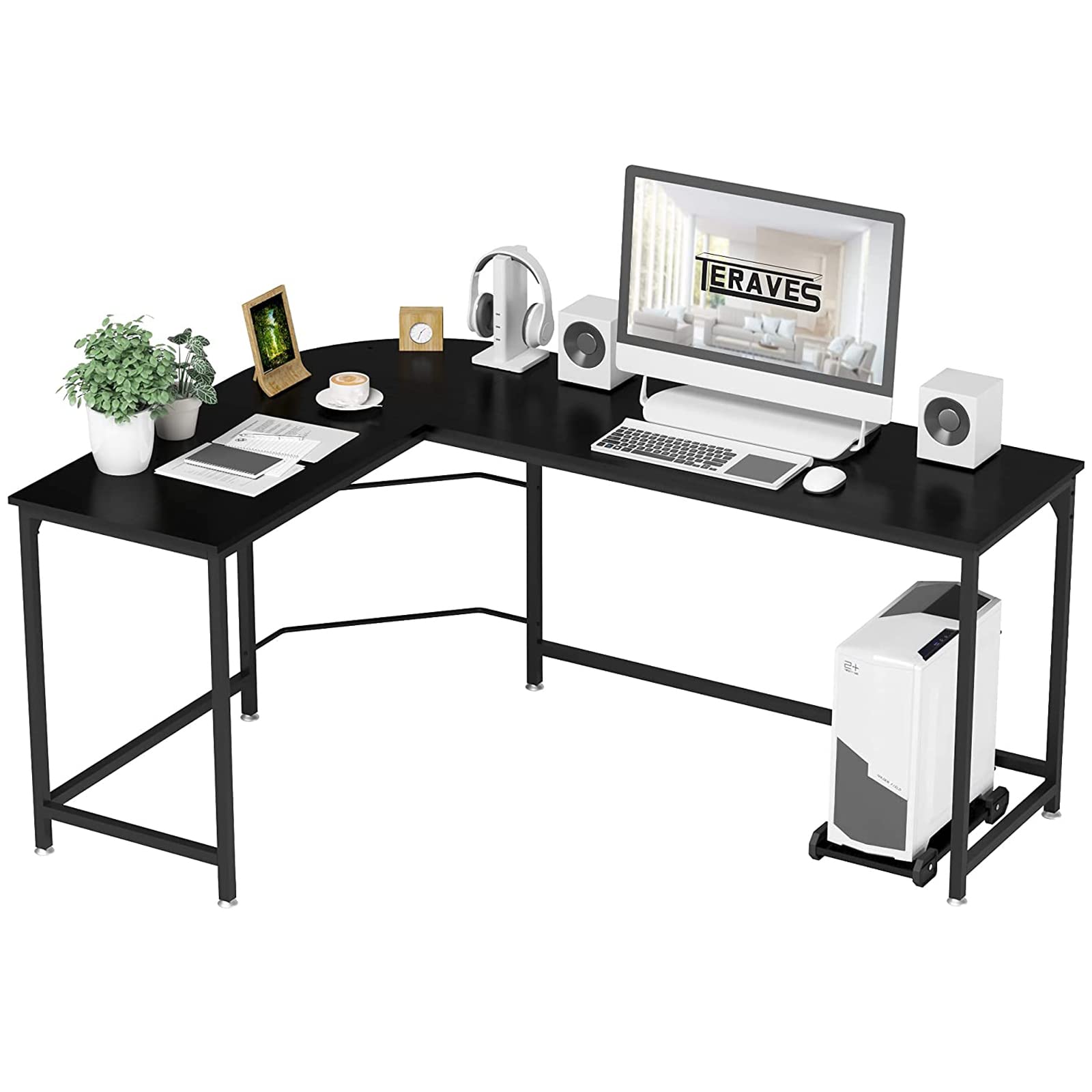 Reversible L-Shaped Corner Desk for Gaming & Office Work - Modern Wooden Computer Workstation for Home Study & Writing - Perfect for Small Spaces & Multi-Monitor Setups