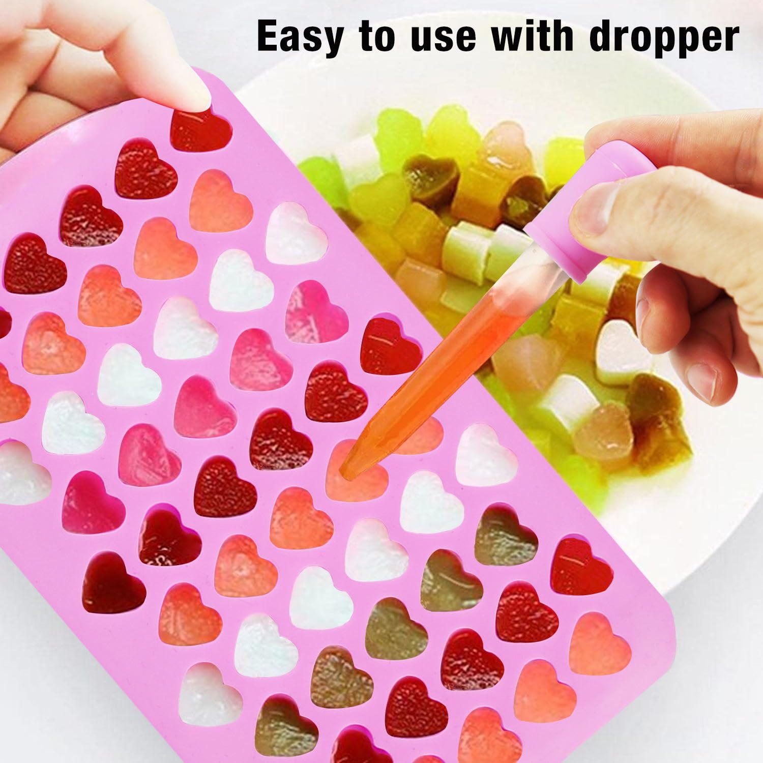 Premium 2-Pack Silicone Heart Molds for Wax Melts, Candles & DIY Crafts - Includes 2 Droppers - Perfect for Chocolate, Gummies, Soap, Ice Cubes & Valentine's Gifts - Ideal for Home Decor, Party Favors & Romantic DIY Projects