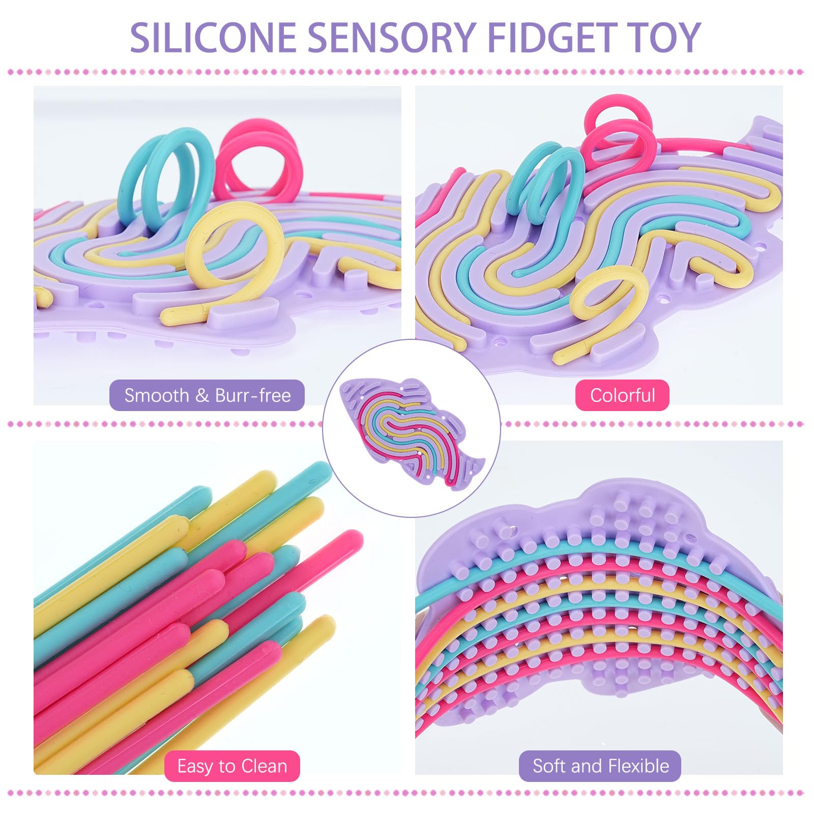 Double-Sided Silicone Sensory Activity Board for Kids - Fine Motor Skills Development Toy, Anxiety & Stress Relief, Portable Travel Busy Board (Fish Design) - Perfect for Home, Classroom & Travel Use