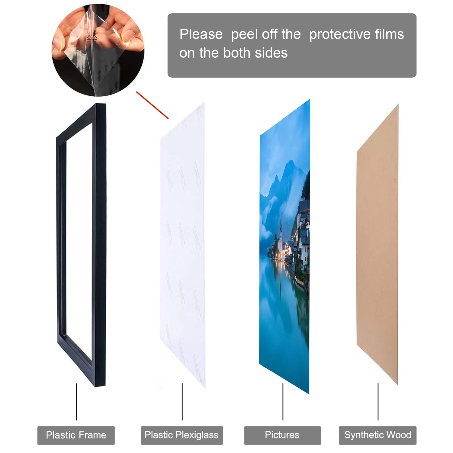 NAOKBOEE 12x14 Inch Black Picture Frame with Shatterproof Plexiglass - Horizontal & Vertical Wall Photo Frame for Living Room, Bedroom & Office Decor