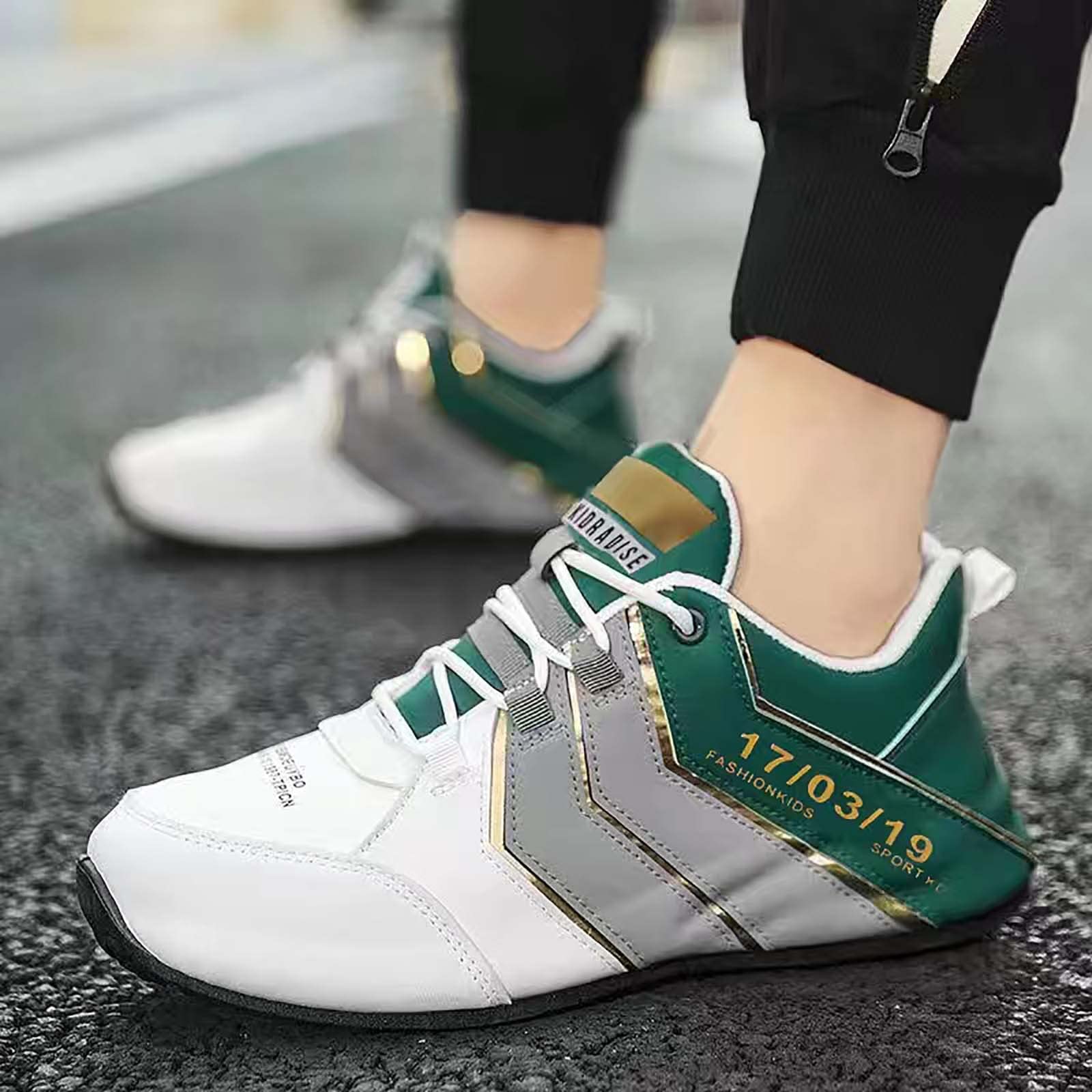 DUHGBNE Men's Lace-Up Sports Shoes - Breathable Leather Casual Walking Shoes for Men | Perfect for Gym Workouts, Jogging & Daily Wear