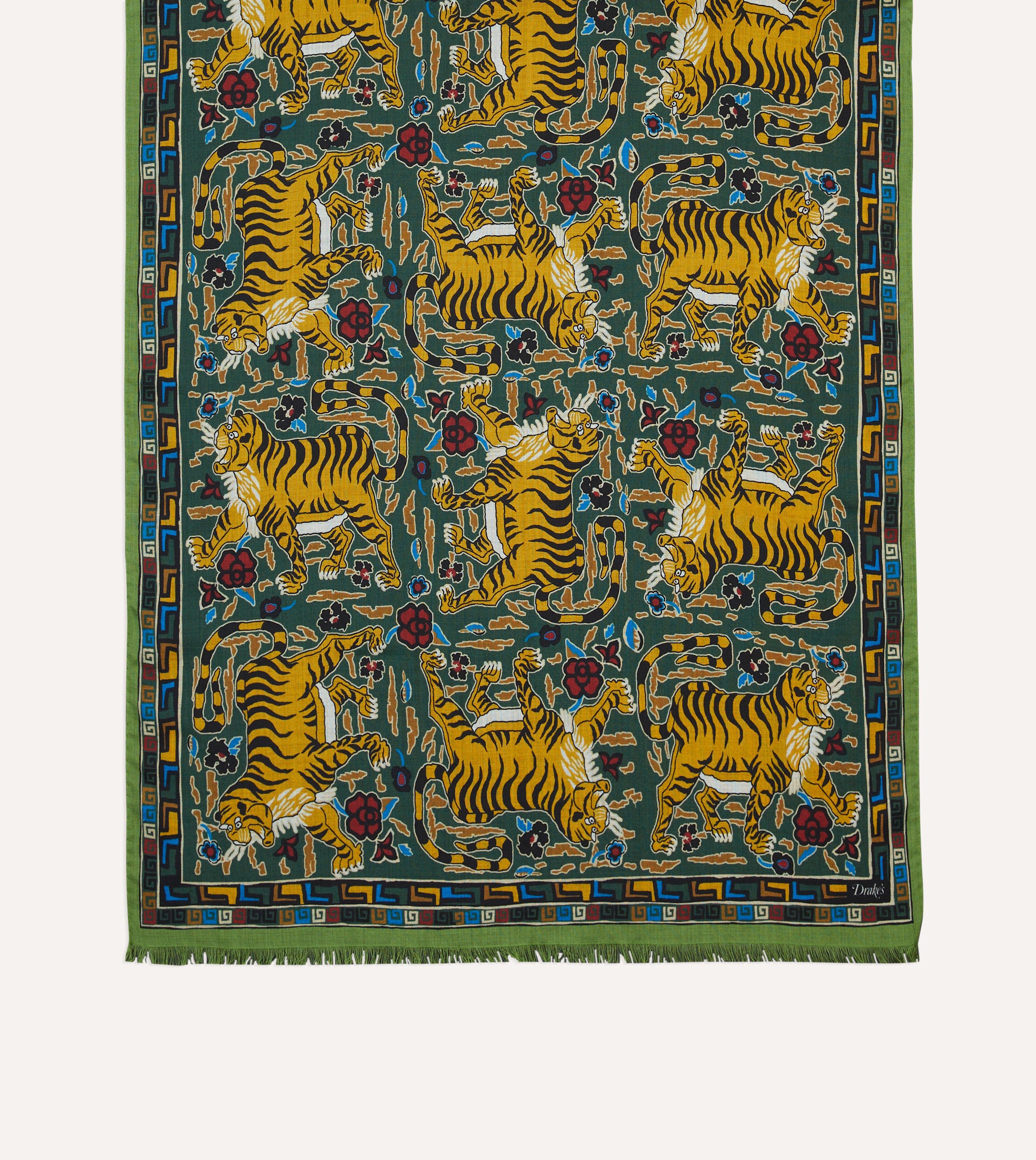 Luxury Green Tiger Print Wool Silk Scarf - Soft & Warm Winter Fashion Accessory for Women - Perfect for Office, Parties & Holiday Outfits