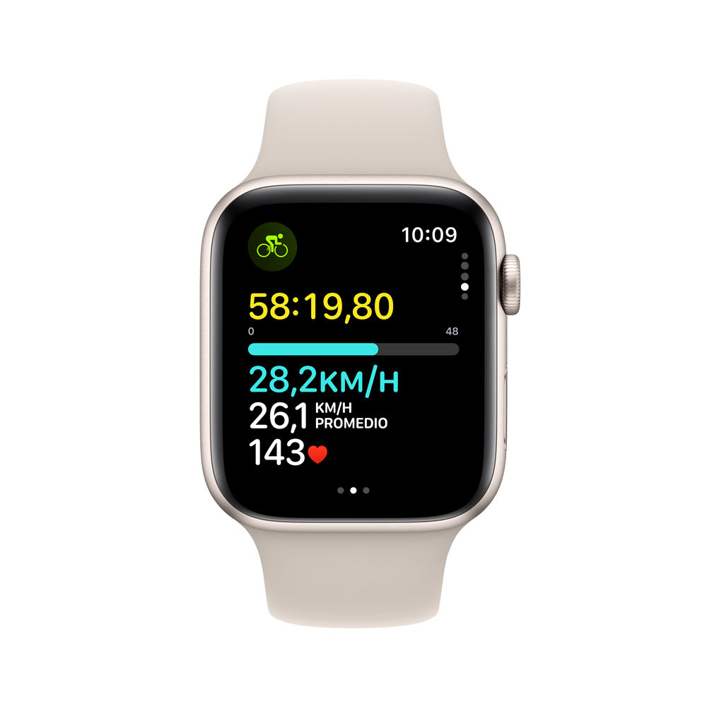 Apple Watch SE GPS 44mm - Starlight Aluminum Case with White Sport Band M/L - Perfect for Fitness Tracking & Everyday Wear