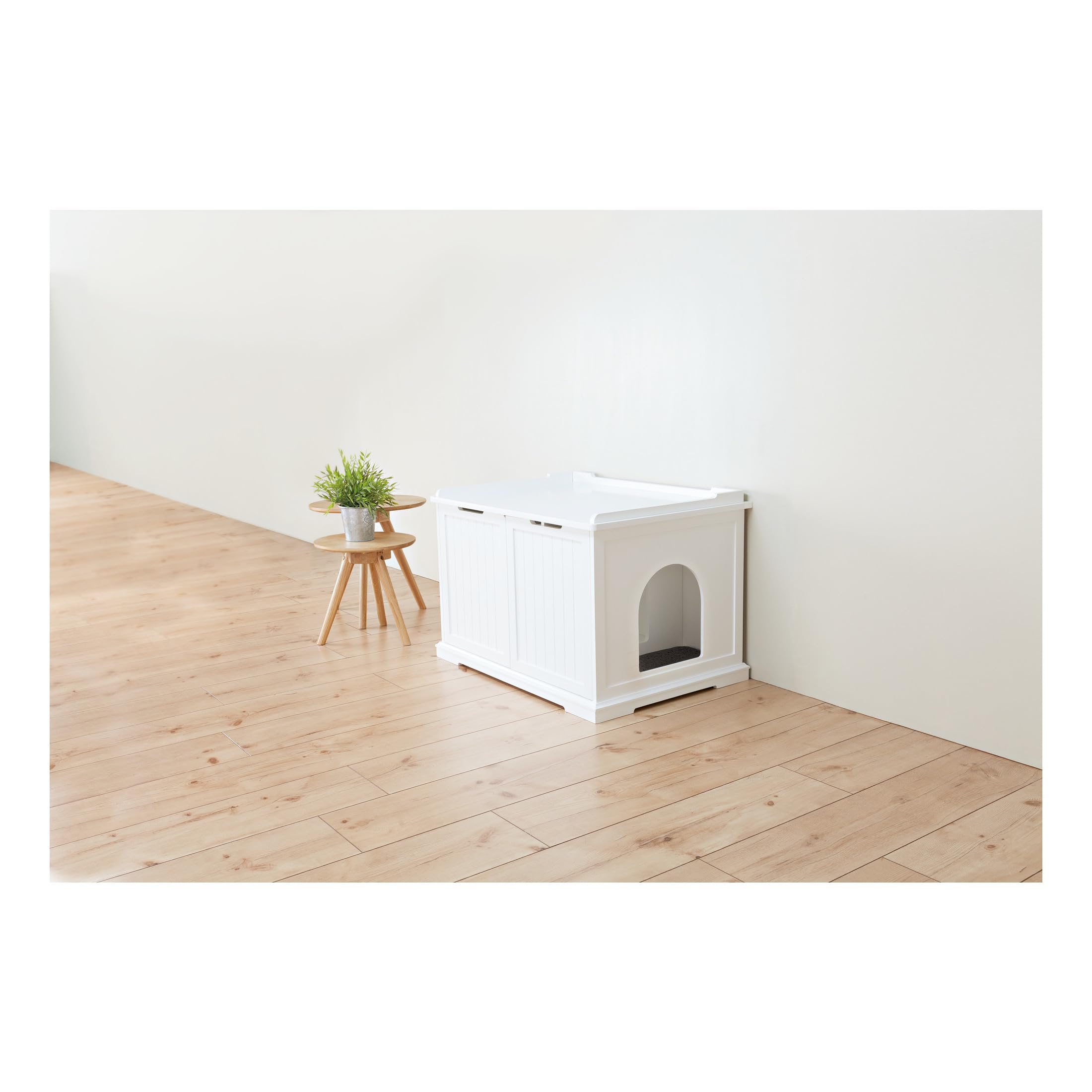 TRIXIE XL White Cat Litter Box Enclosure - Hidden Litter Box Furniture with Dual Entry Doors, Large Ventilation Slots & Removable Divider for Easy Cleaning - Perfect for Living Rooms, Bedrooms & Home Decor