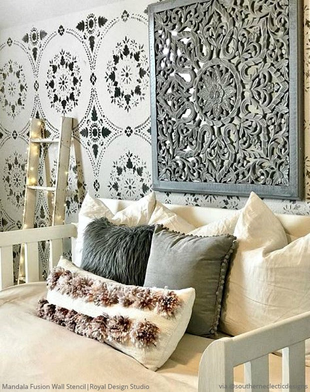 Mandala Fusion Tile Stencil - Reusable DIY Painting Template for Wall, Floor & Furniture Decoration - Perfect for Home, Yoga Studios & Meditation Spaces
