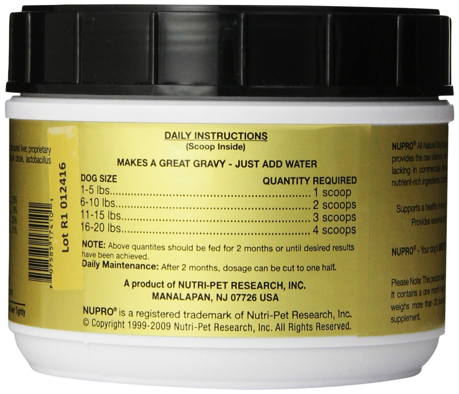 Nutri-Pet Research Nupro Small Breed Dog Supplement - 1 lb | Premium Vitamins & Minerals for Small Dogs | Supports Joint Health & Immune System | Ideal for Daily Nutrition & Active Lifestyles