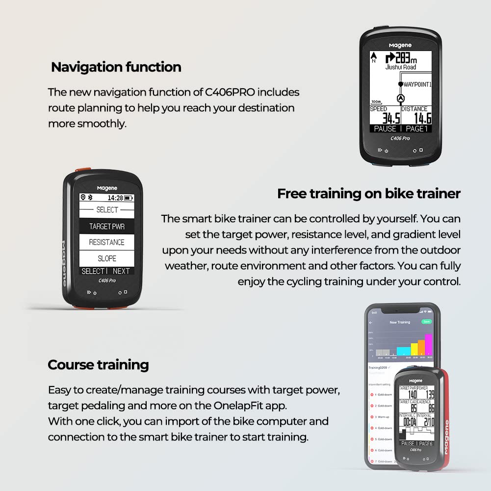 Magene C406 PRO GPS Bike Computer with ANT+ & Bluetooth 5.0, 2.4